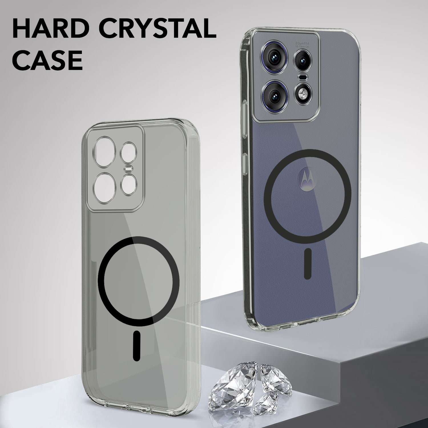 For Motorola Moto Edge 50 Pro Back Cover Case Lifetime Anti-Yellow MagSafe Compatible Clear (Sleek Hard Crystal | Shockproof and Camera Protection)