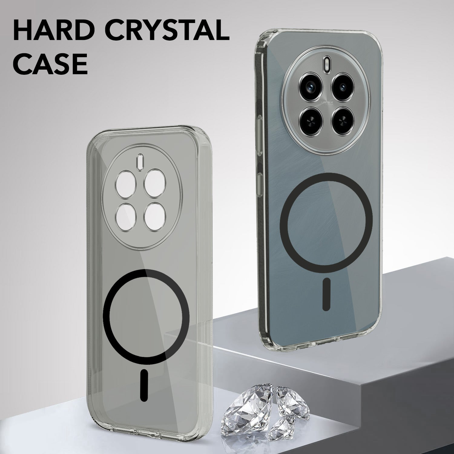 For Realme P1 5G Back Cover Case Lifetime Anti-Yellow MagSafe Compatible Clear (Sleek Hard Crystal | Shockproof and Camera Protection)