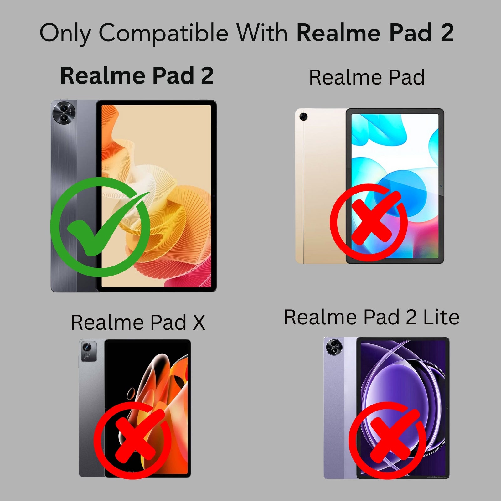 For Flip Case Folio Cover Realme Pad 2 10 Inch (PU Leather | Multi-Angle Smart Stand | Card Storage Slots | Silicone Back Pouch)