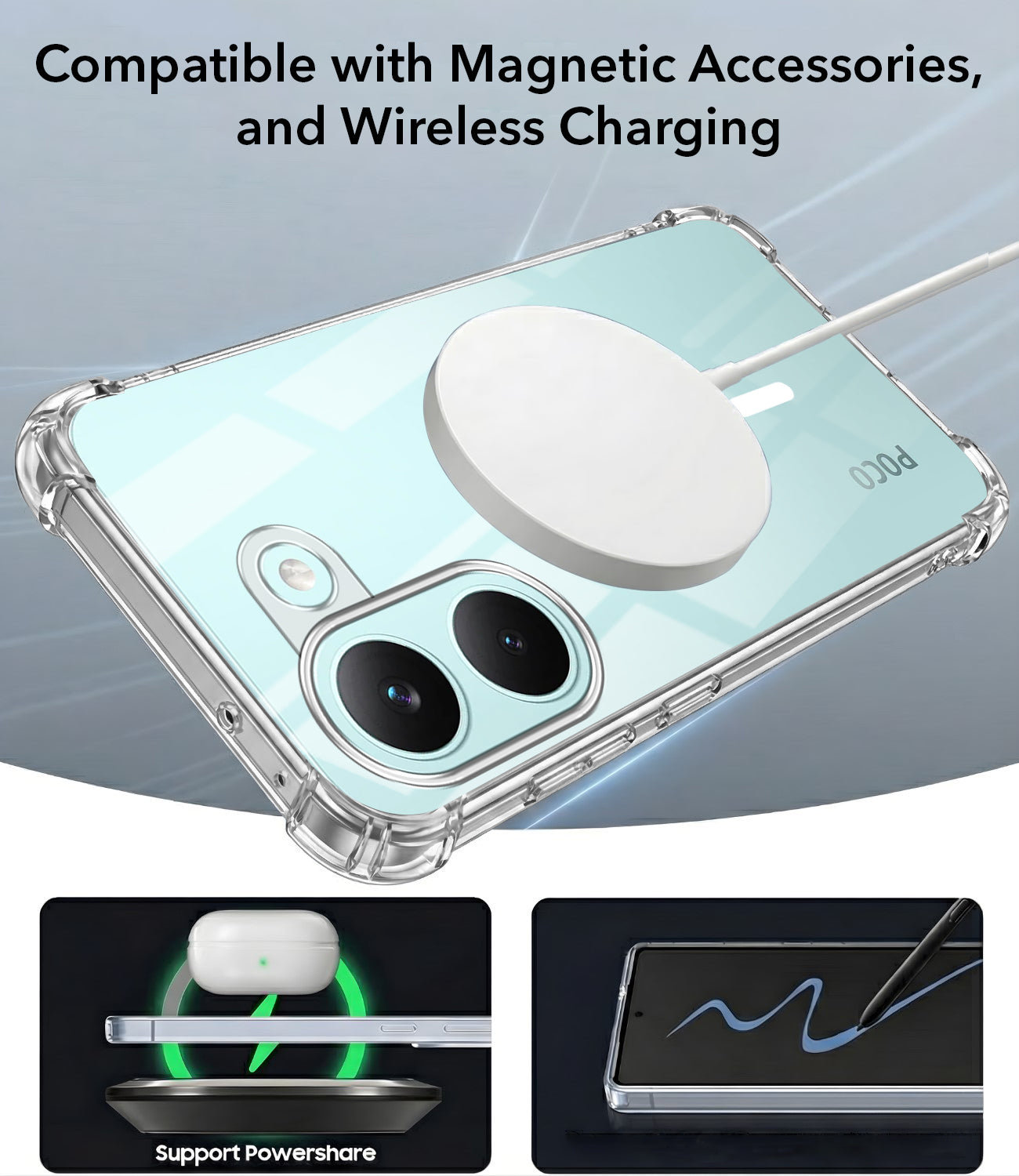For Poco X8 Pro Back Cover Shockproof Crystal-Clear (Magsafe Wireless Support | Drop & Camera Protection | Hard Polycarbonate)