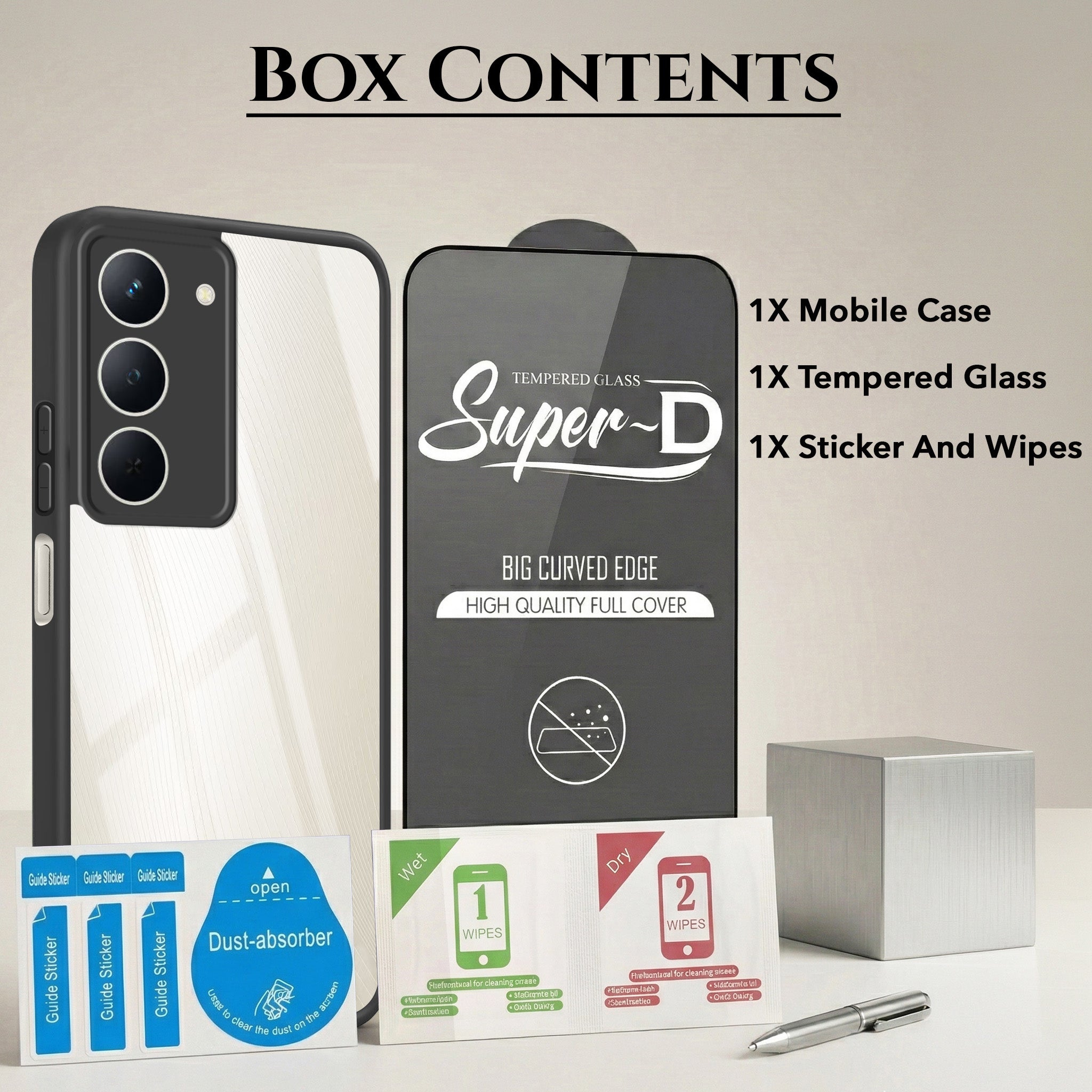 For Realme Narzo 80x Combo with Back Cover and 9H Tempered Glass (Lifetime Anti-Yellow | Crystal Clear Shockproof | Oleophobic Coating Screen Glass)