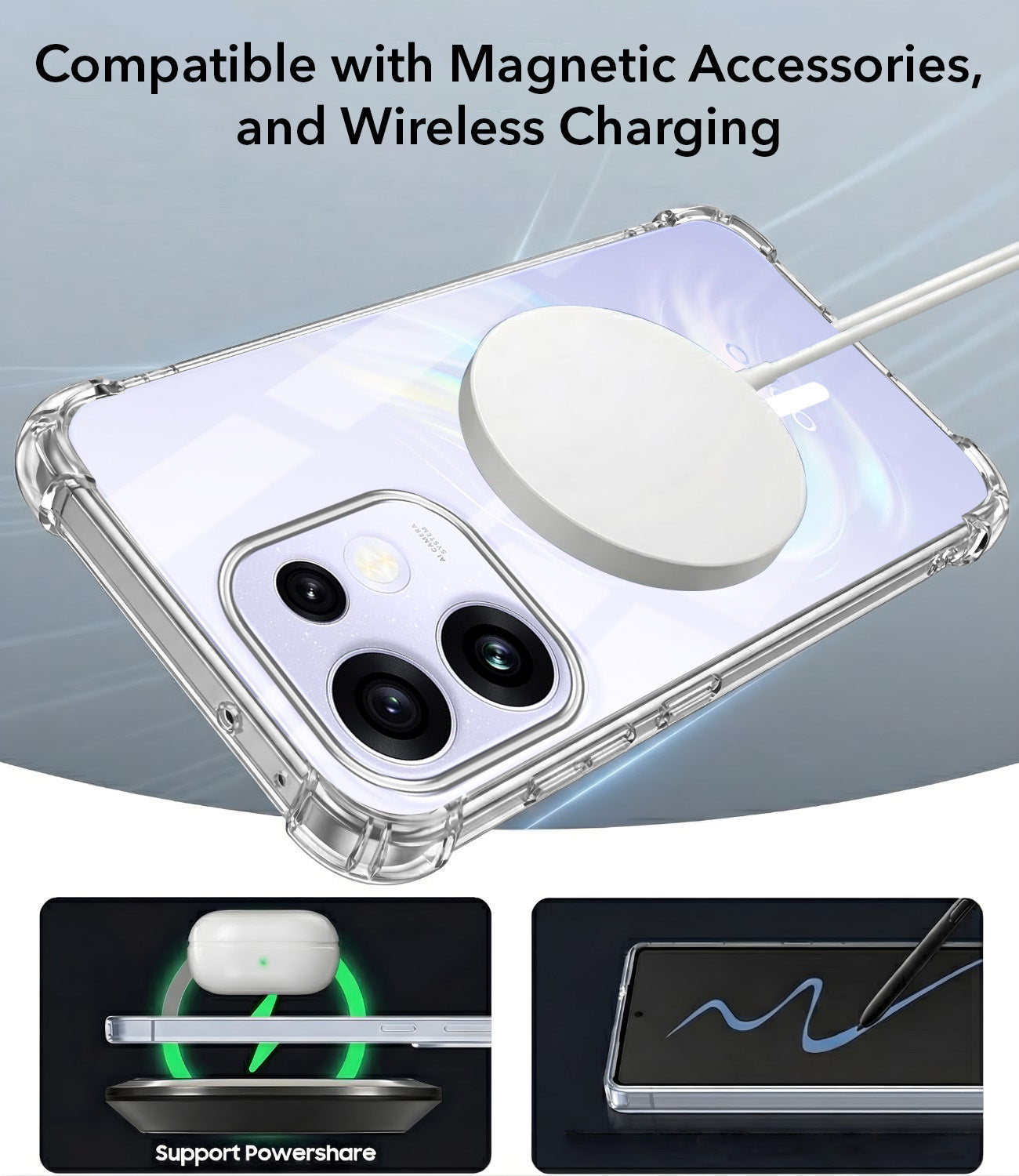 For Oppo Reno 16 Back Cover Shockproof Crystal-Clear (Magsafe Wireless Support | Drop & Camera Protection | Hard Polycarbonate)