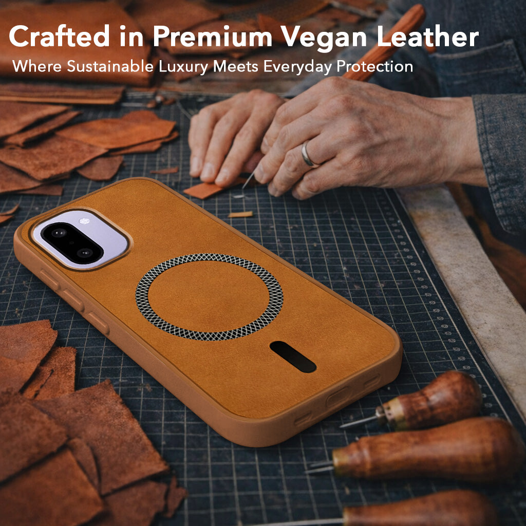 For OnePlus 15R Back Cover Case Leather Finish (MagSafe Compatible Wireless Charging | Soft Touch | Camera Bump Protection)