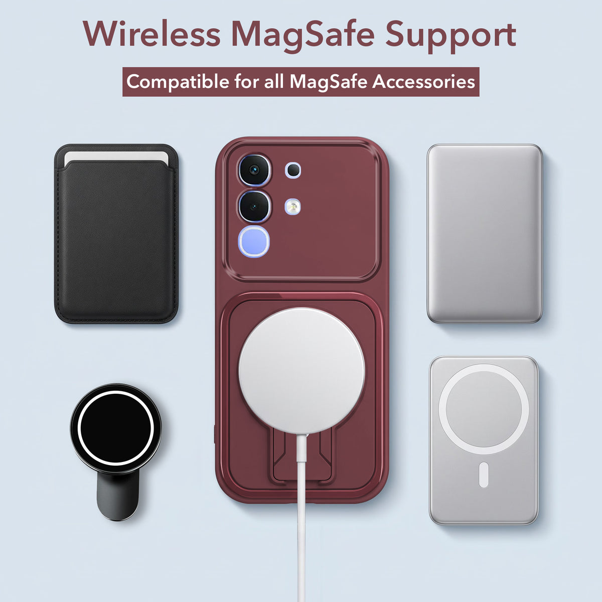 For Vivo iQOO Z10x Back Case Cover Metallic (Hybrid Armor Kickstand | MagSafe Compatible | Camera Protection Shockproof)