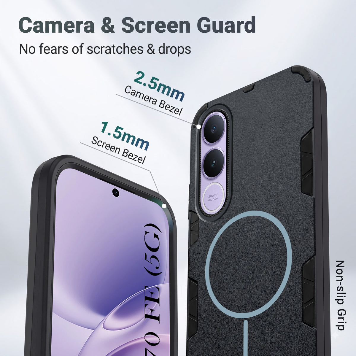 For Vivo V70 FE 5G Back Cover Case (Slim Hybrid Armor | Shockproof Camera Protection | Rugged Dual Layer)
