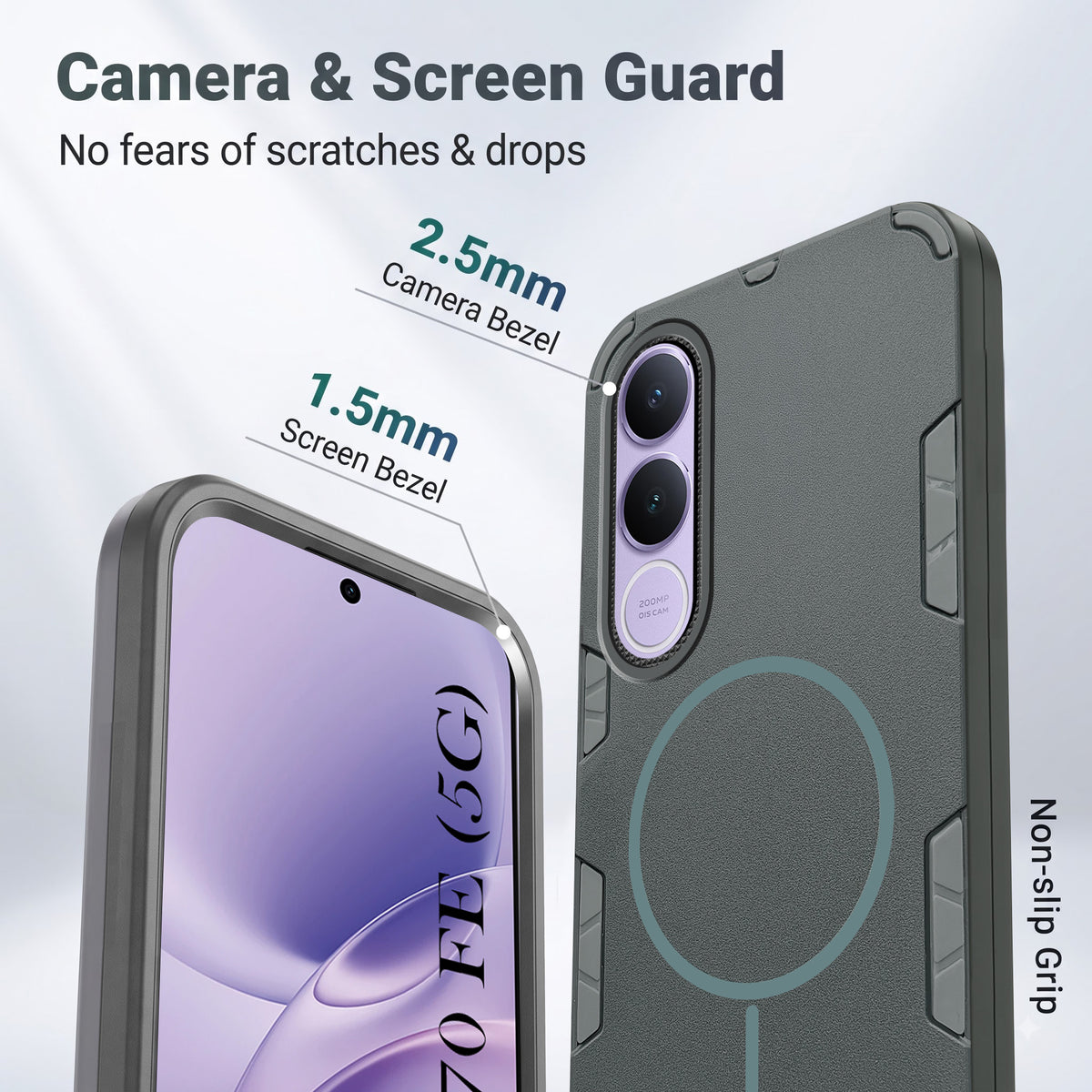 For Vivo V70 FE 5G Back Cover Case (Slim Hybrid Armor | Shockproof Camera Protection | Rugged Dual Layer)