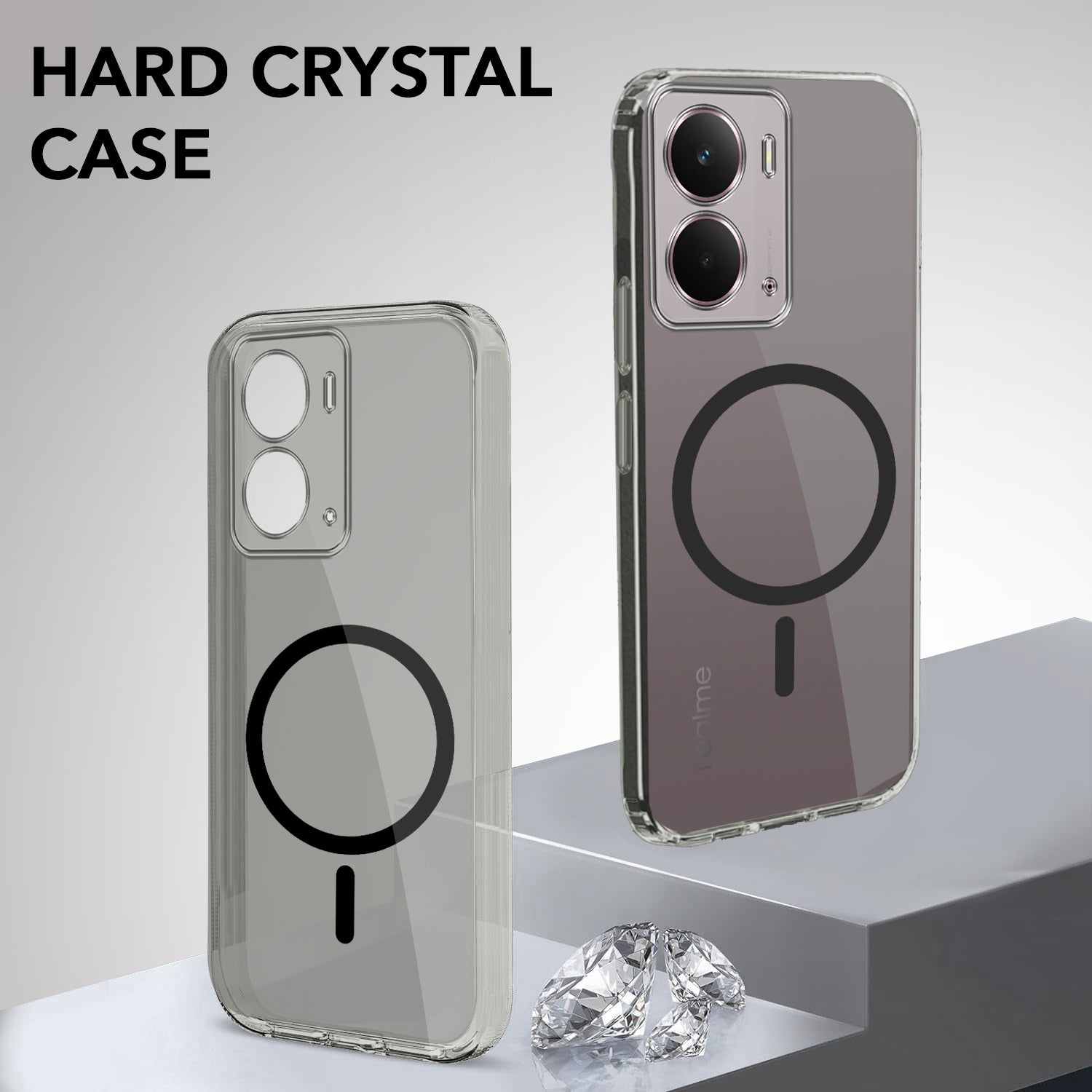 For Realme P3 Back Cover Case Lifetime Anti-Yellow MagSafe Compatible Clear (Sleek Hard Crystal | Shockproof and Camera Protection)