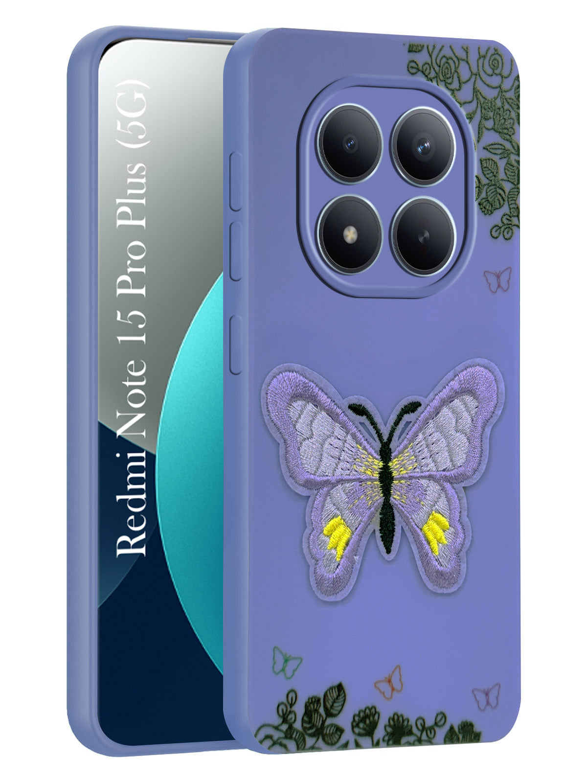For Xiaomi Redmi Note 15 Pro Plus 5G Back Cover Case (Soft Butterfly Embroidery | Women Teen Girls | Camera Protection| Matte Silicone)