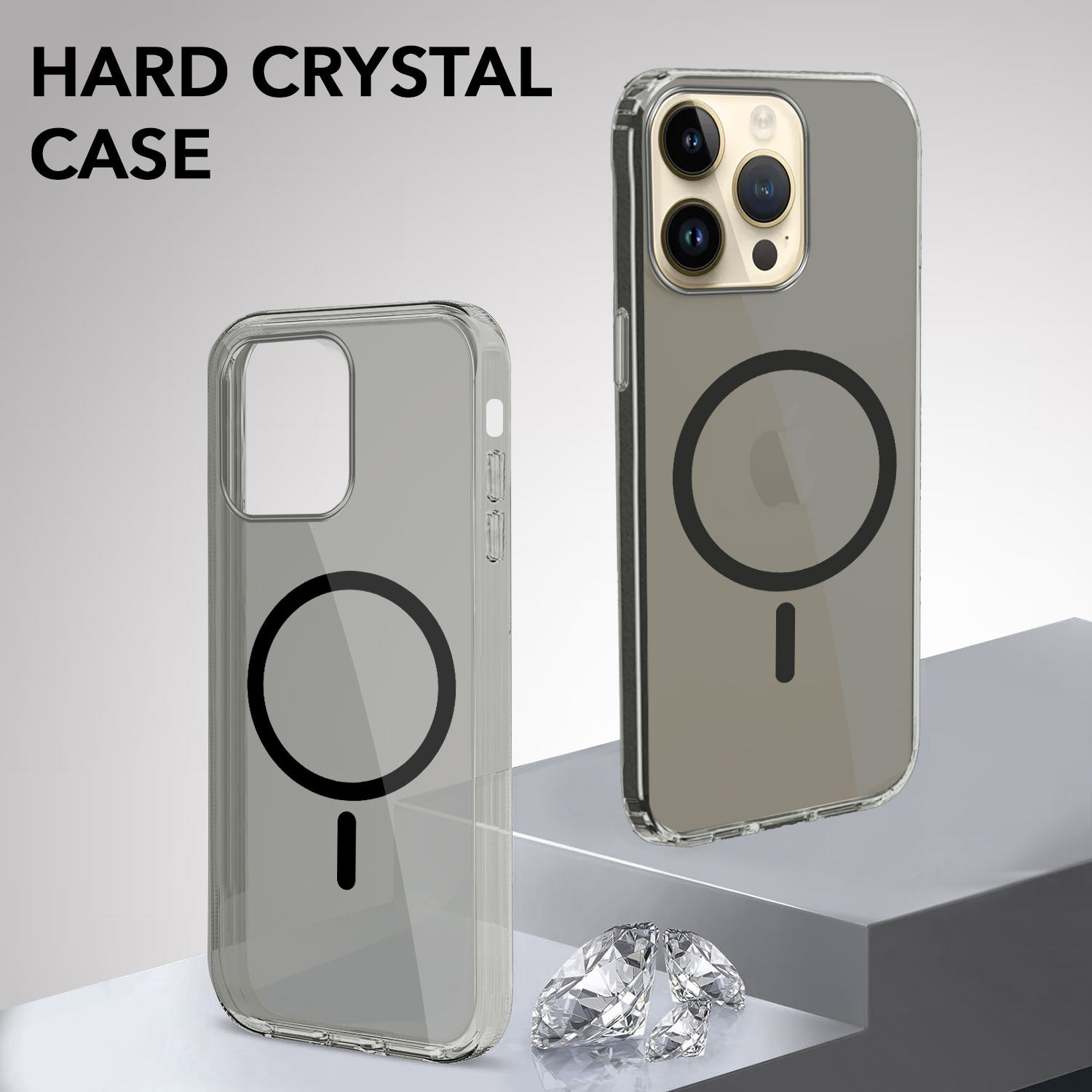 For Apple iPhone 14 Pro Max Back Cover Case Lifetime Anti-Yellow MagSafe Compatible Clear (Sleek Hard Crystal | Camera Protection and Shockproof)
