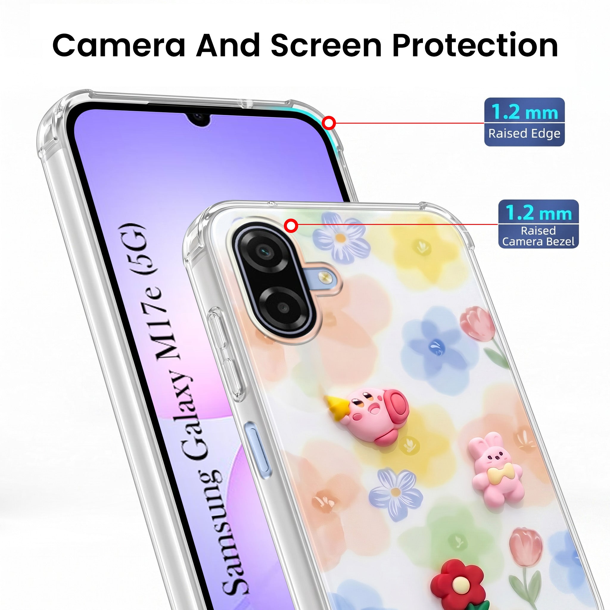 For Samsung Galaxy M17e Back Cover Case (3D Cute Cartoons | Hard Back Side Soft | Matte Premium Finish | HD Printing)