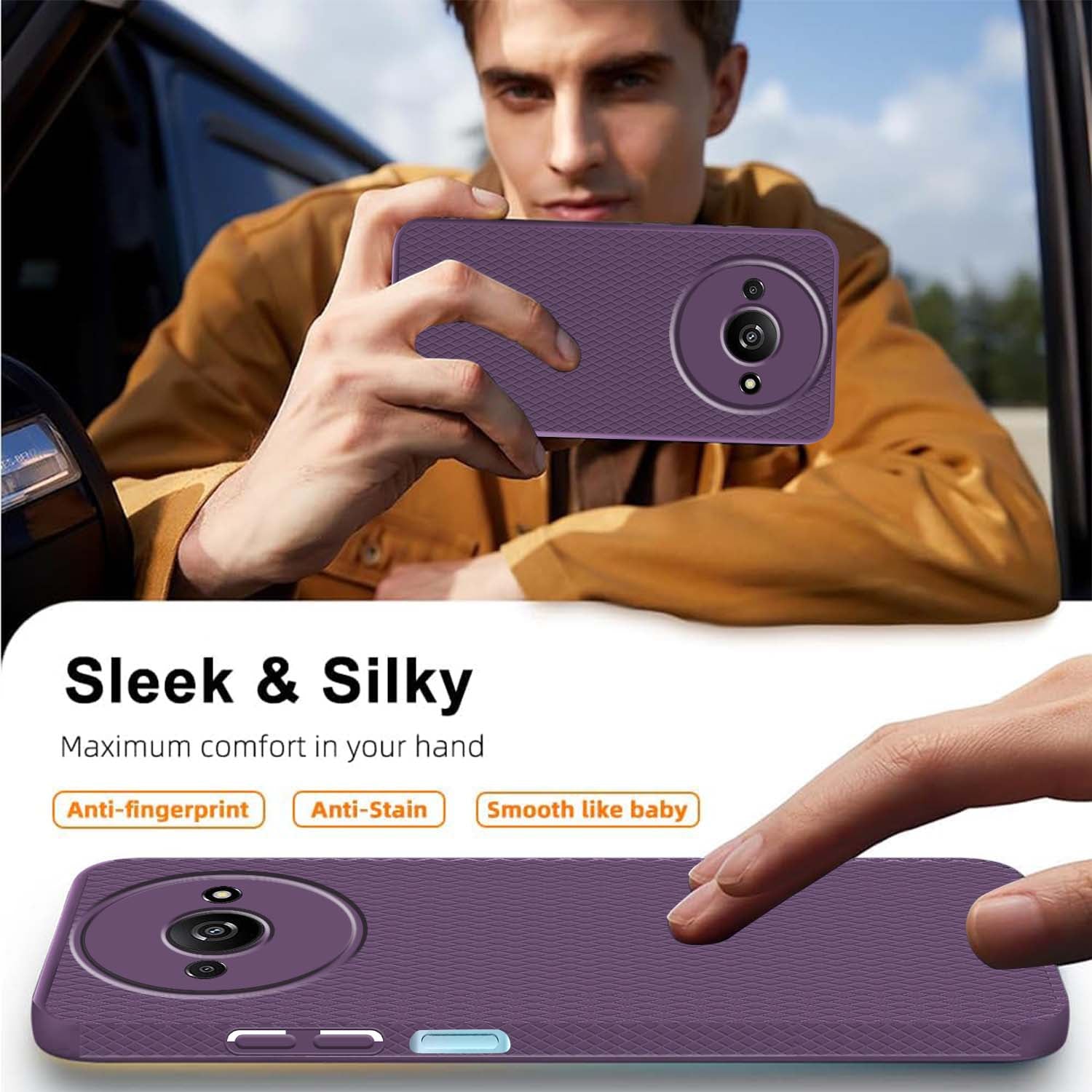 For Xiaomi Poco C61 Back Cover Case (Liquid Silicone | Side Grip | Camera Protection)
