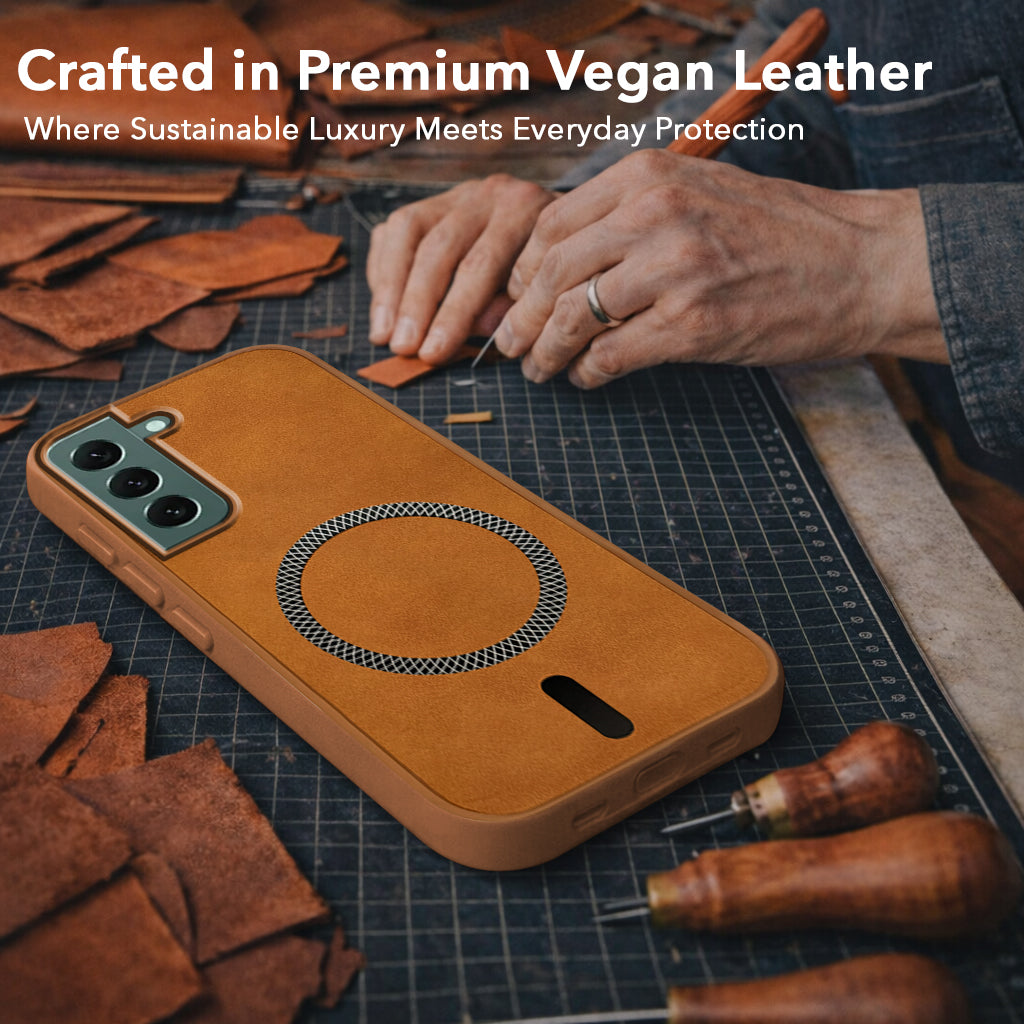 For Samsung Galaxy S22 Plus 5G Back Cover Case Leather Finish (MagSafe Compatible Wireless Charging | Soft Touch | Camera Bump Protection)