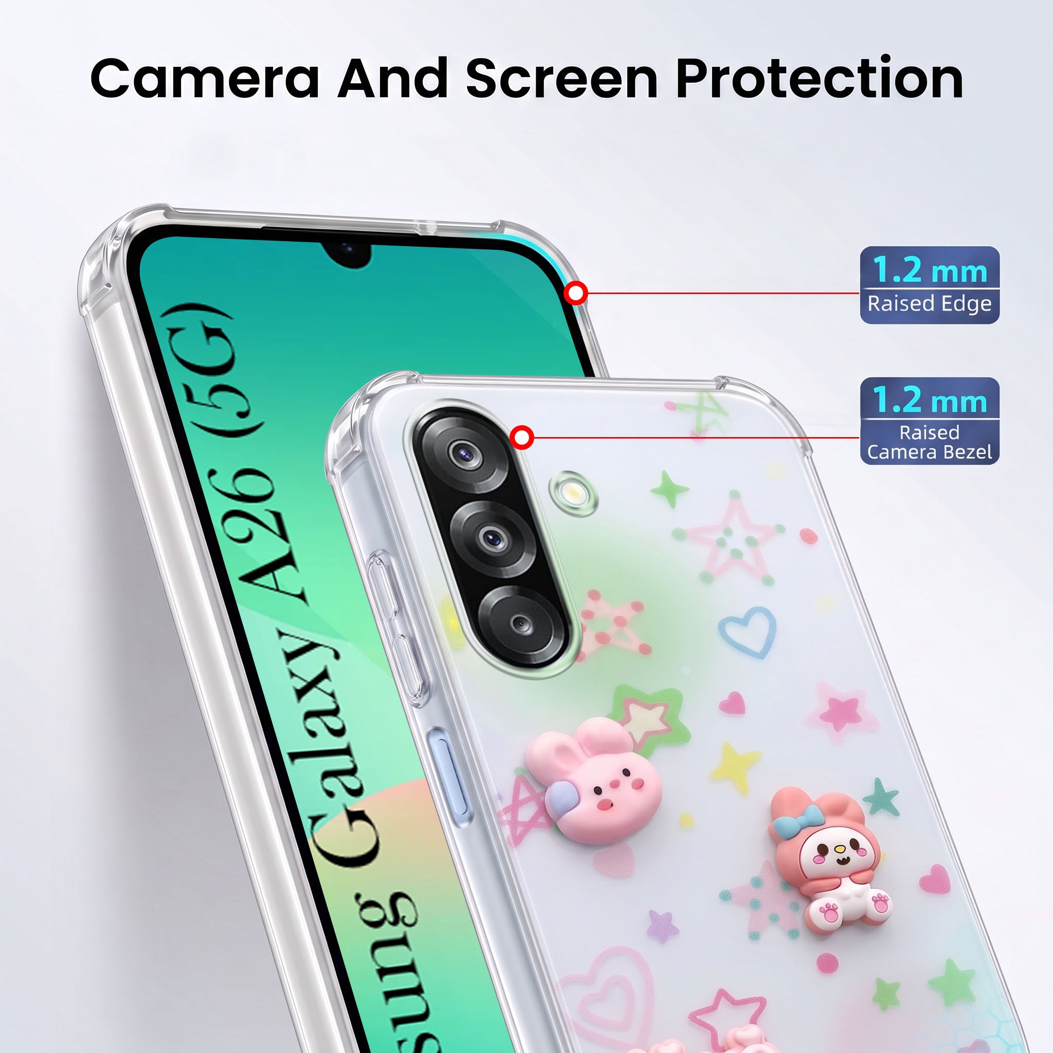 For Samsung Galaxy A26 5G Back Cover Case (3D Cute Cartoons | Hard Back Side Soft | Matte Premium Finish | HD Printing)