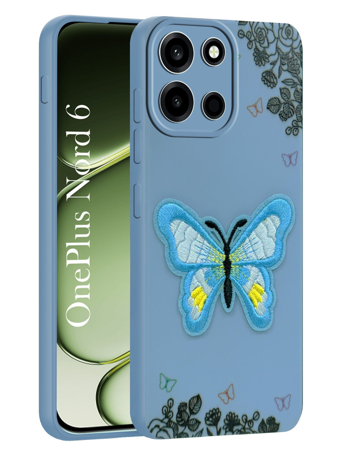 For Oneplus Nord 6 Back Cover Case (Soft Butterfly Embroidery | Women Teen Girls | Camera Protection| Matte Silicone)