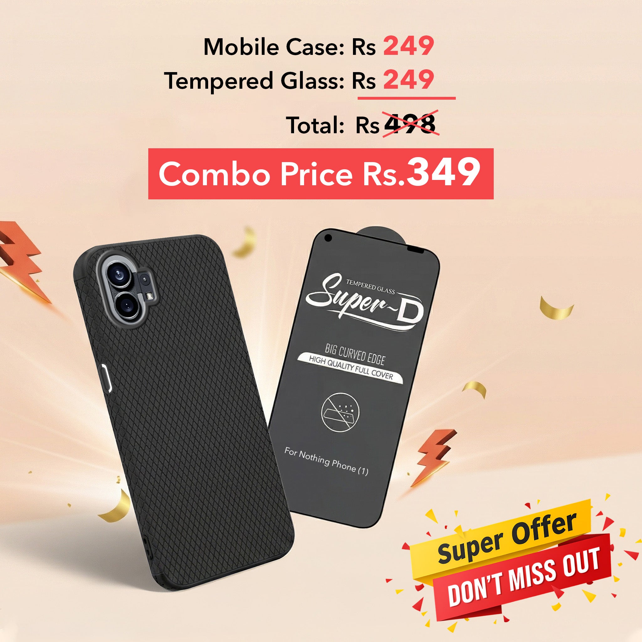 For Nothing Phone 1 Combo with Back Cover and 9H Tempered Glass (Liquid Silicone | Camera Protection | Oleophobic Coating Screen Glass)