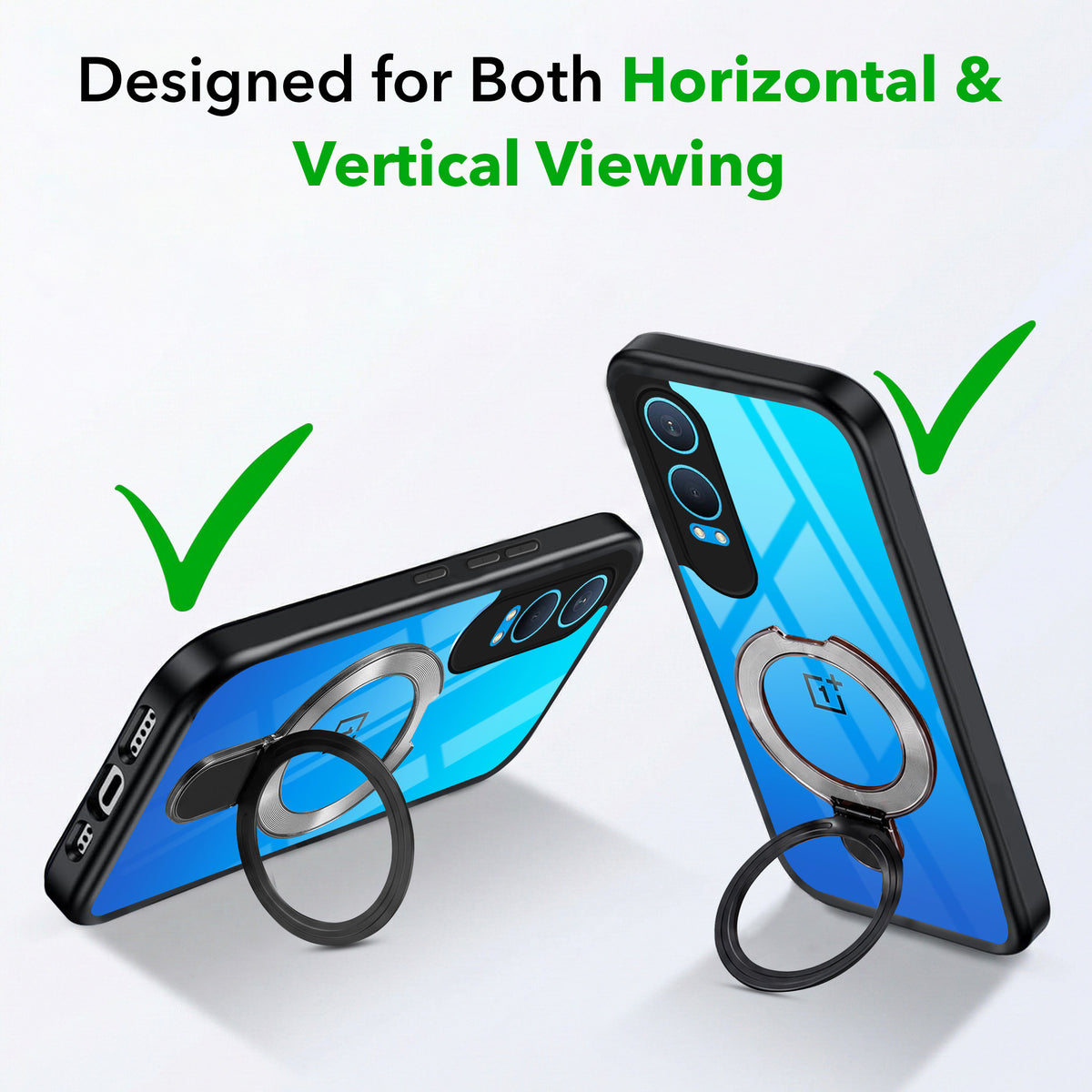 For OnePlus Nord CE 4 Lite Back Cover Case (Kick Stand Ring Holder | Life time Anti Yellow | Camera Protection)