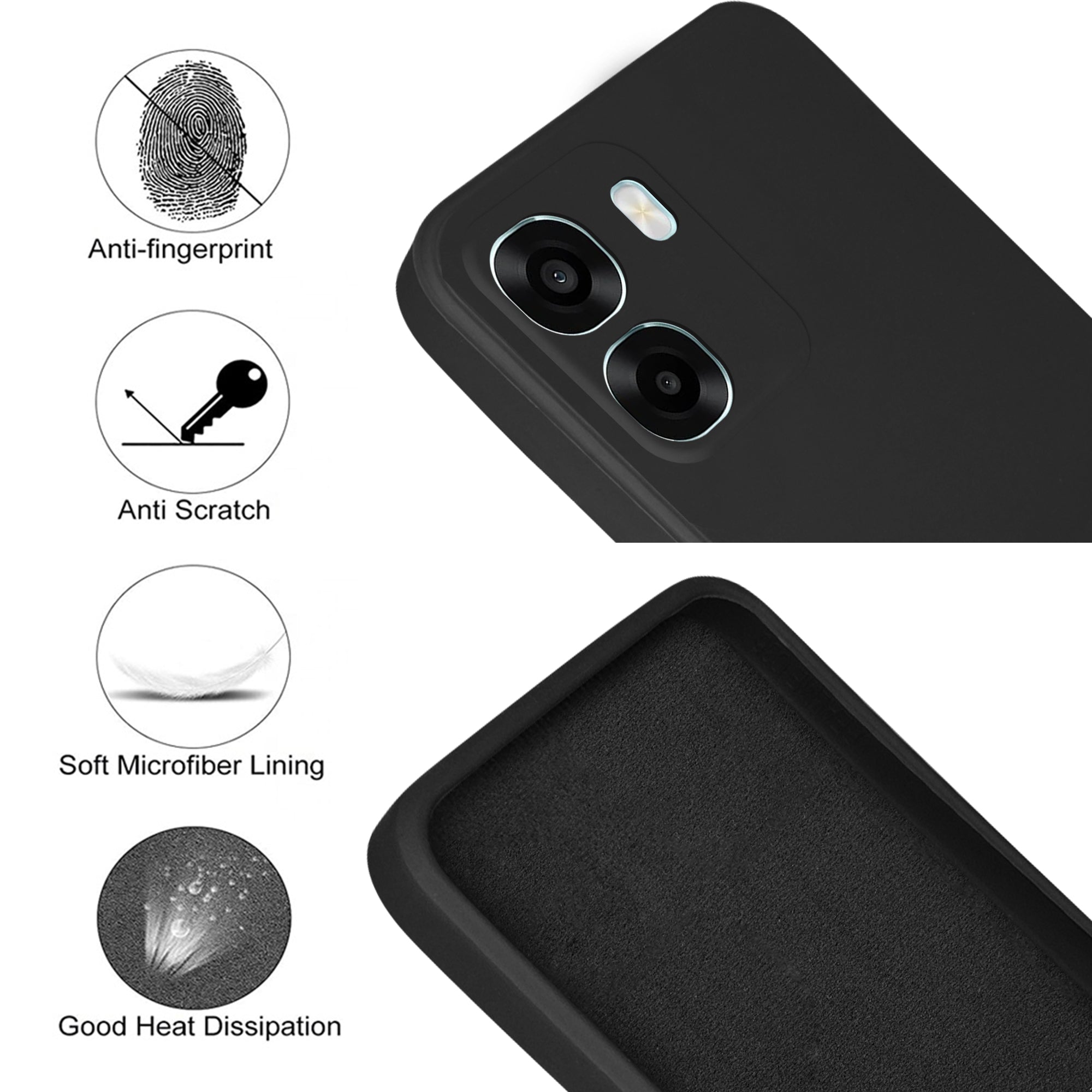 For Oppo K14x 5G Back Cover Case (Matte Finish Silicone with Inside Fiber cloth)