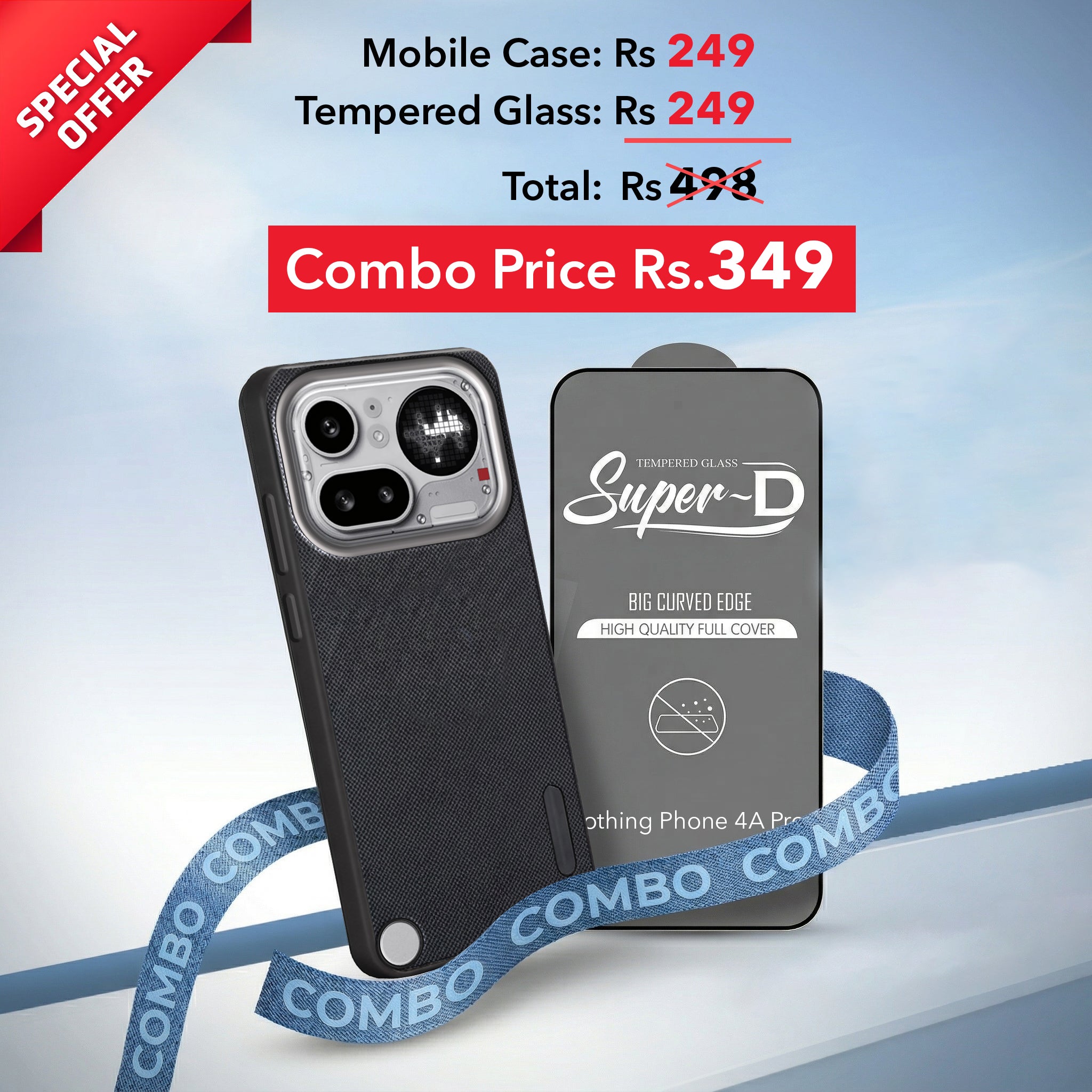 For Nothing Phone 4A Pro 5G Combo with Back Cover and 9H Tempered Glass (Textured Grip Design | Micro-Fiber Cloth Inside | Oleophobic Coating Screen Glass)