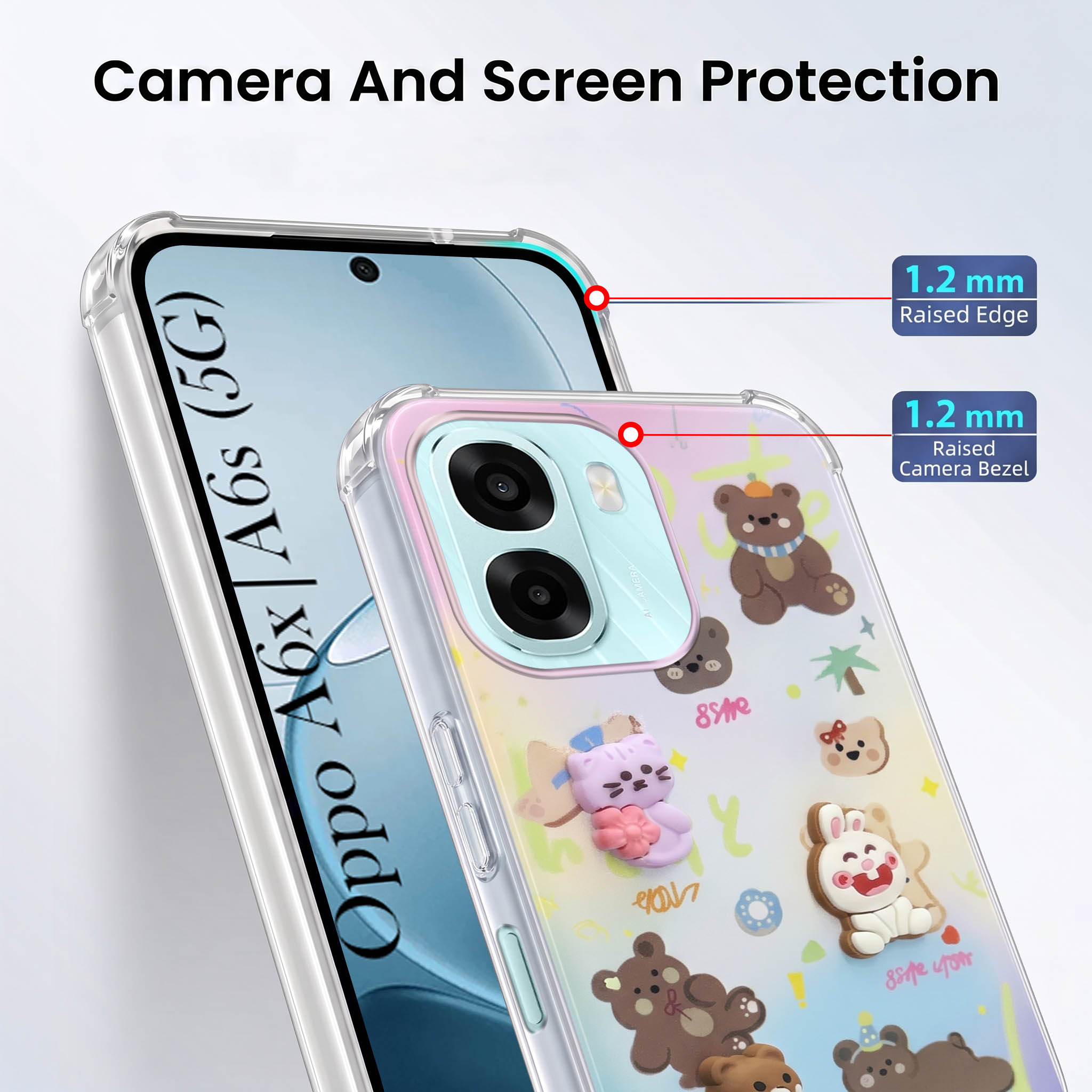 For Oppo A6X | Oppo A6S Back Cover Case (3D Cute Cartoons | Hard Back Side Soft | Matte Premium Finish | HD Printing)