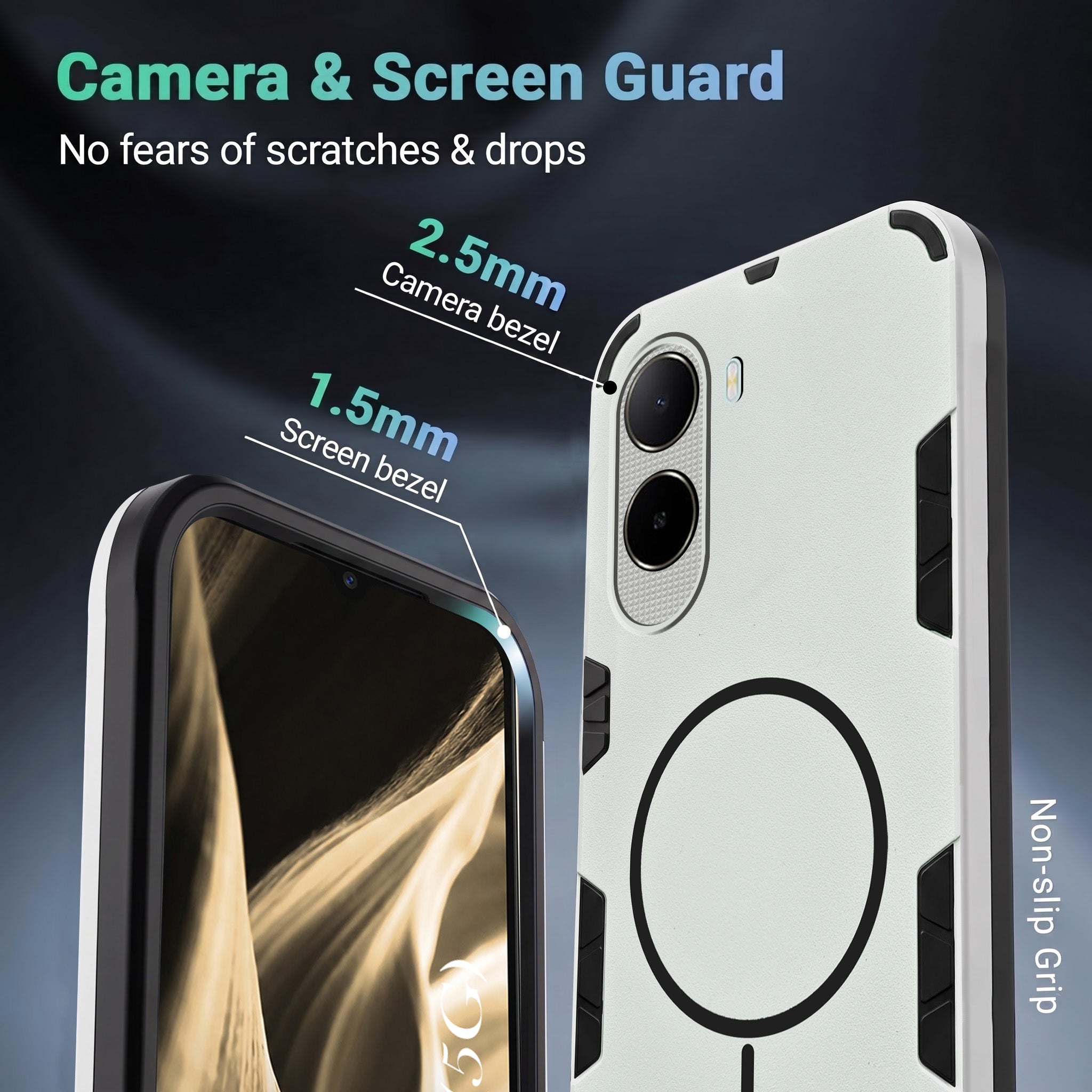 For Poco C85x 5G Back Cover Case (Slim Hybrid Armor | Shockproof Camera Protection | Rugged Dual Layer)