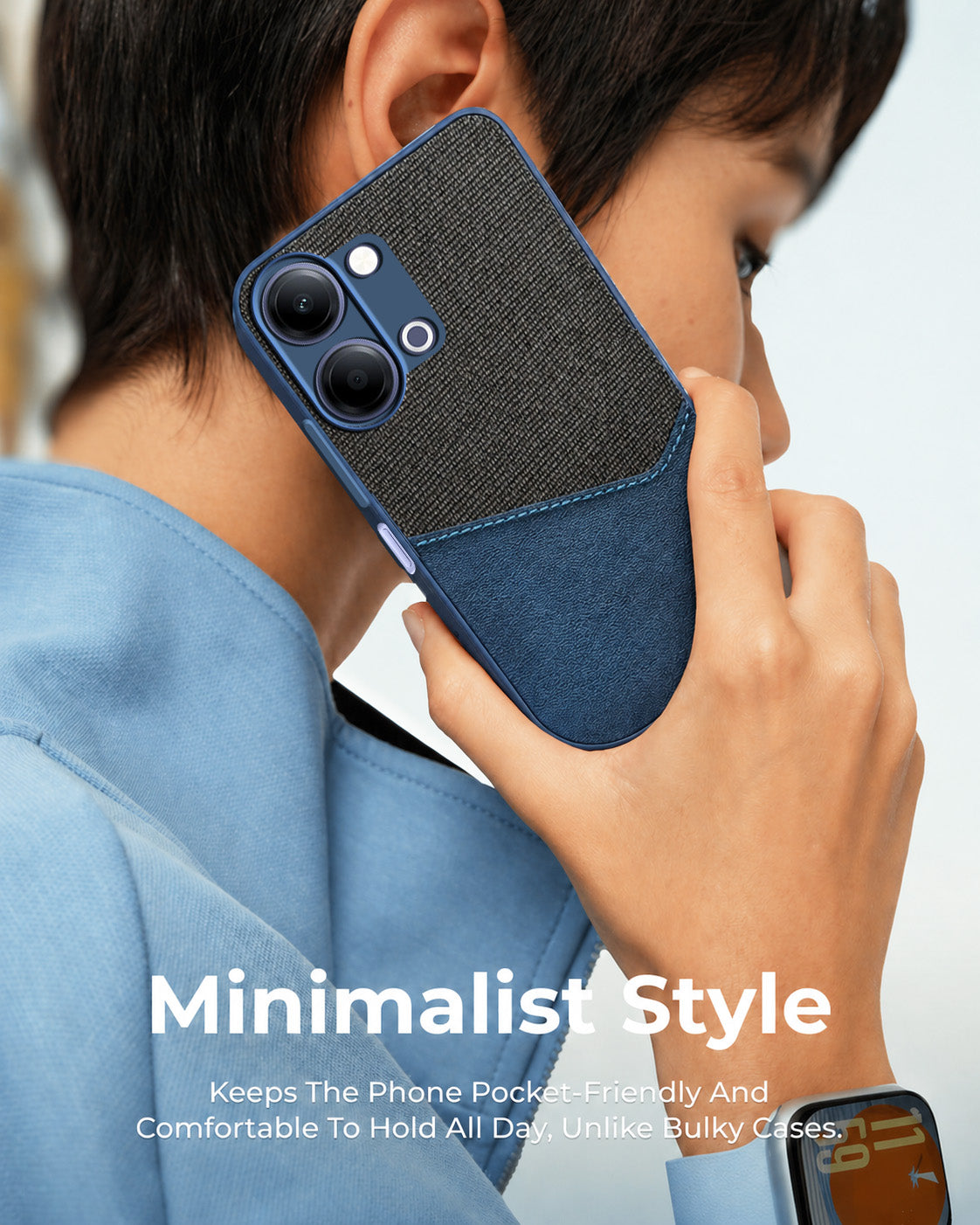 For Vivo Y05 4G Back Cover Case (Dual PU Leather Stitch | Professional Minimalist | Soft and Flexible)