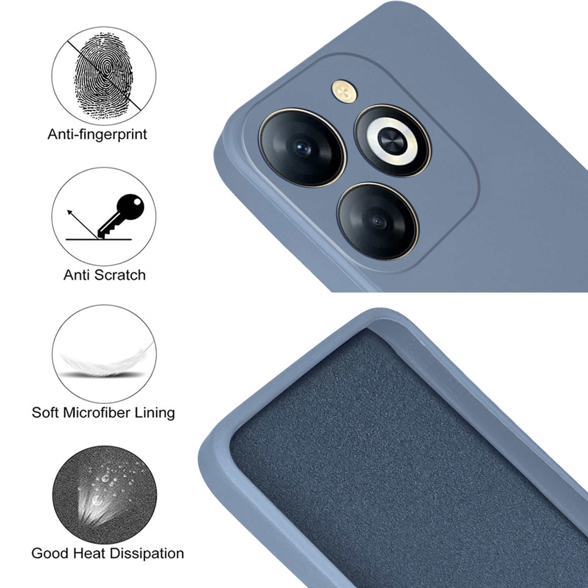 For Infinix Smart 8 HD Back Cover Case (Matte Finish Silicone with Inside Fiber Cloth)