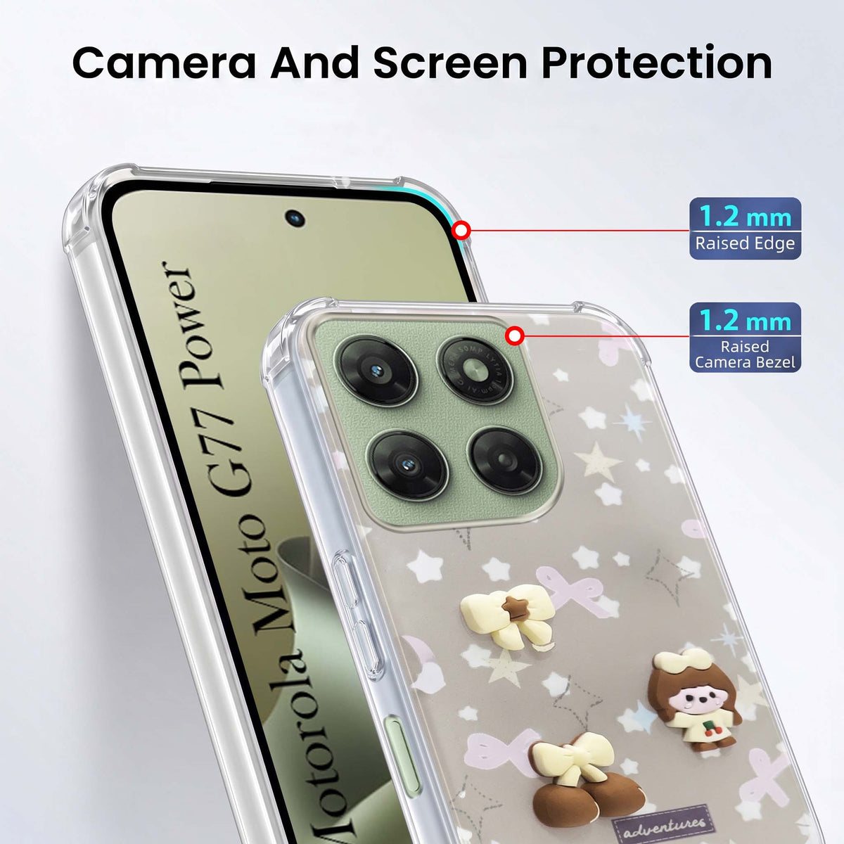For Motorola Moto G77 Power Back Cover Case (3D Cute Cartoons | Hard Back Side Soft | Matte Premium Finish | HD Printing)