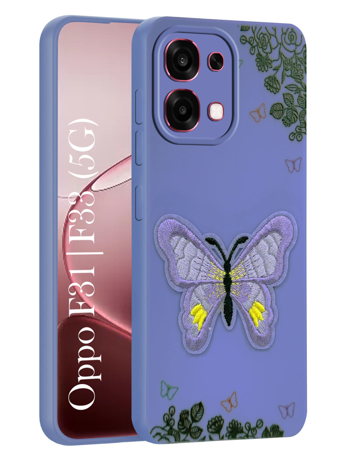 For Oppo F31 5G | Oppo F33 5G Back Cover Case (Soft Butterfly Embroidery | Women Teen Girls | Camera Protection| Matte Silicone)