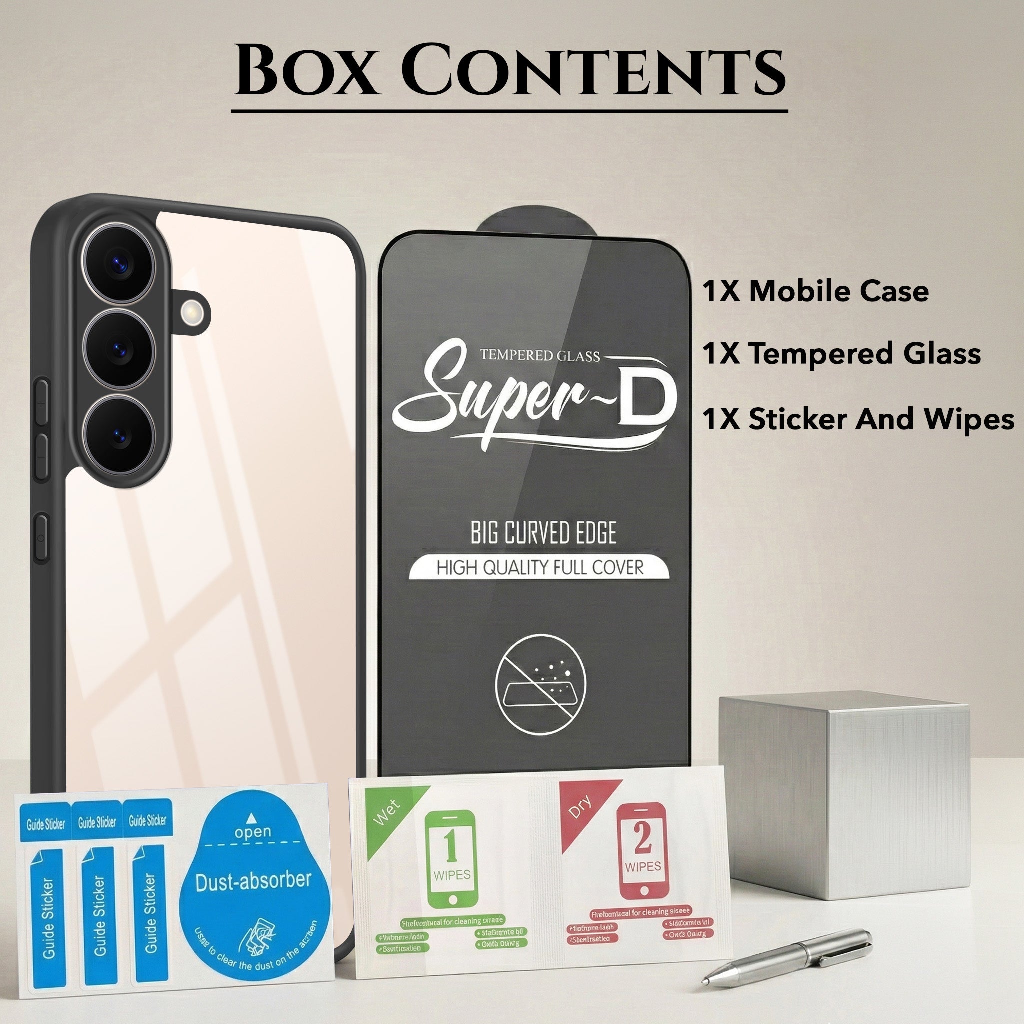For Samsung Galaxy S26 Plus Combo with Back Cover and 9H Tempered Glass (Lifetime Anti-Yellow | Crystal Clear Shockproof | Oleophobic Coating Screen Glass)
