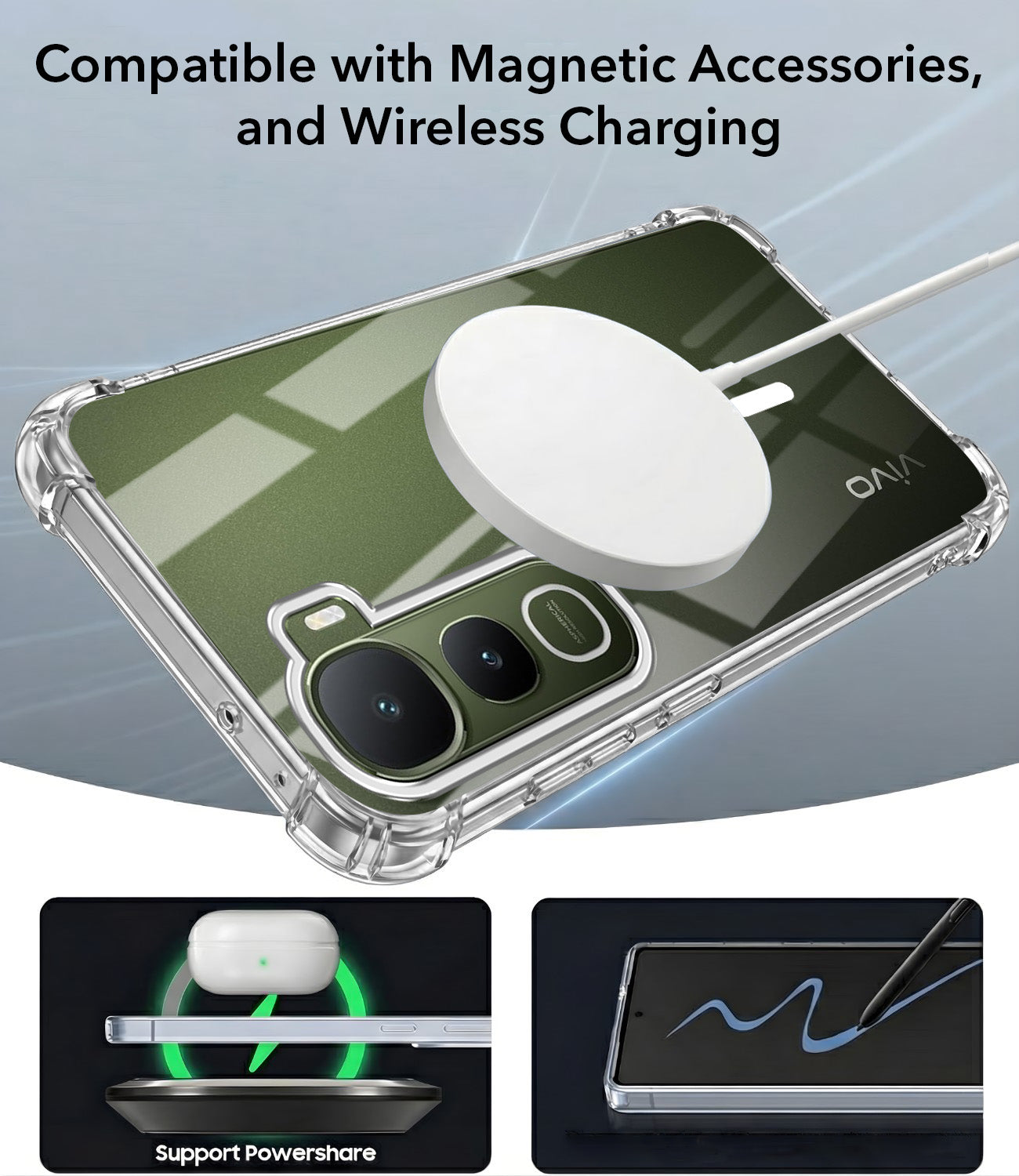 For Vivo Y400 Back Cover Shockproof Crystal-Clear (Magsafe Wireless Support | Drop & Camera Protection | Hard Polycarbonate)
