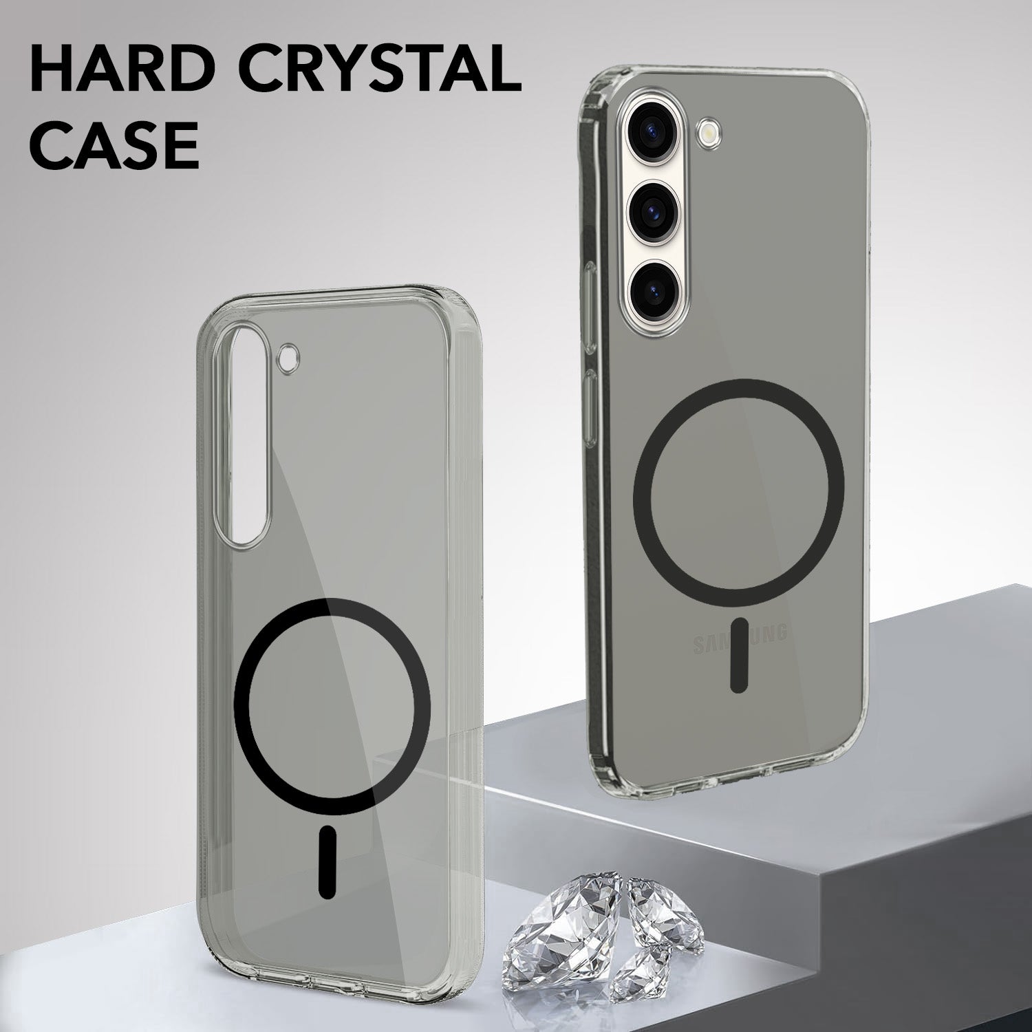 For Samsung Galaxy S23 5G Back Cover Case Lifetime Anti-Yellow MagSafe Compatible Clear (Sleek Hard Crystal | Shockproof and Camera Protection)