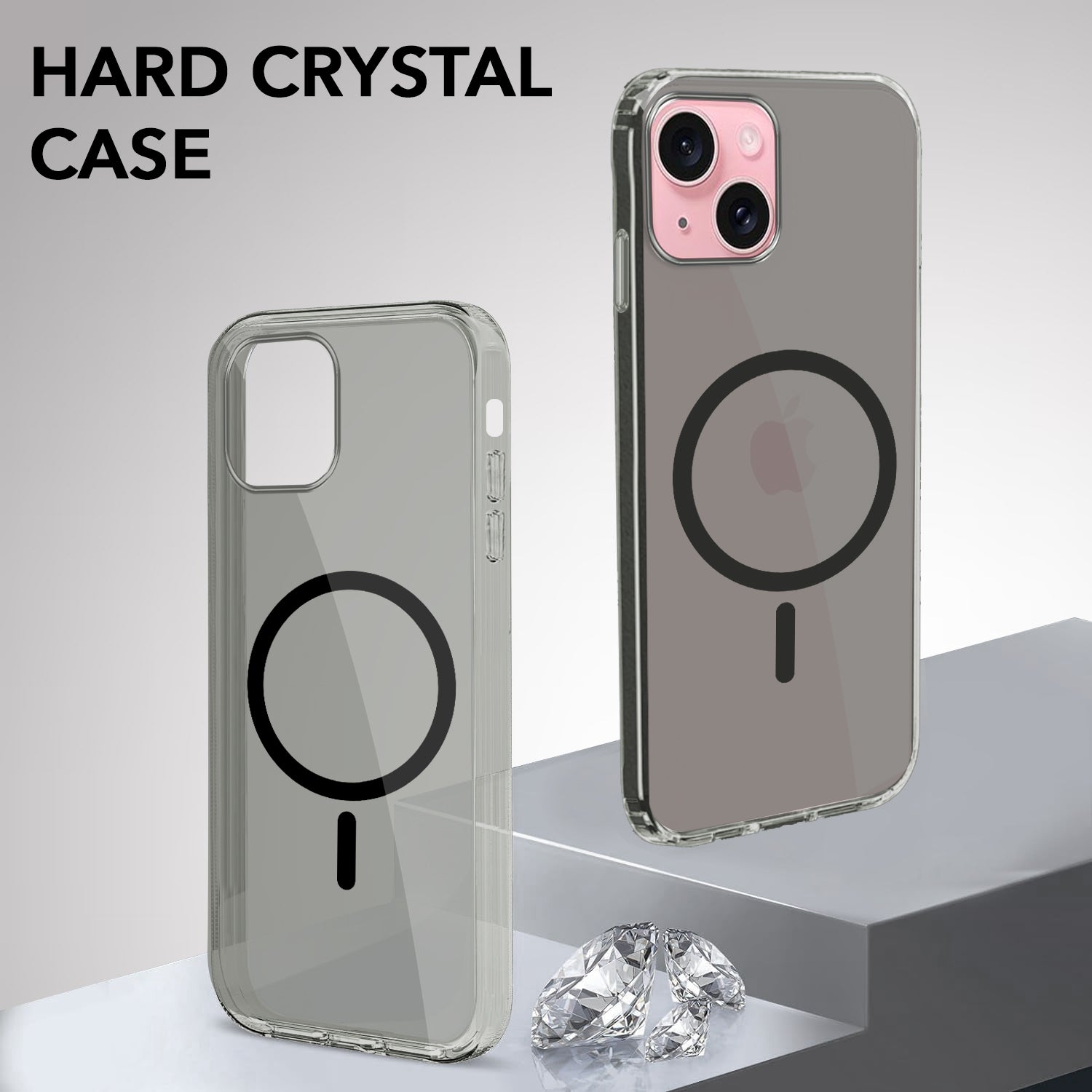 For Apple iPhone 15 Back Case Cover Lifetime Anti-Yellow MagSafe Compatible Clear (Sleek Hard Crystal | Camera Protection and Shockproof)