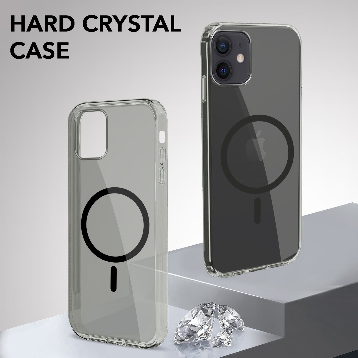 For Apple iPhone 12 Back Case Cover Lifetime Anti-Yellow MagSafe Compatible Clear (Sleek Hard Crystal | Camera Protection and Shockproof)