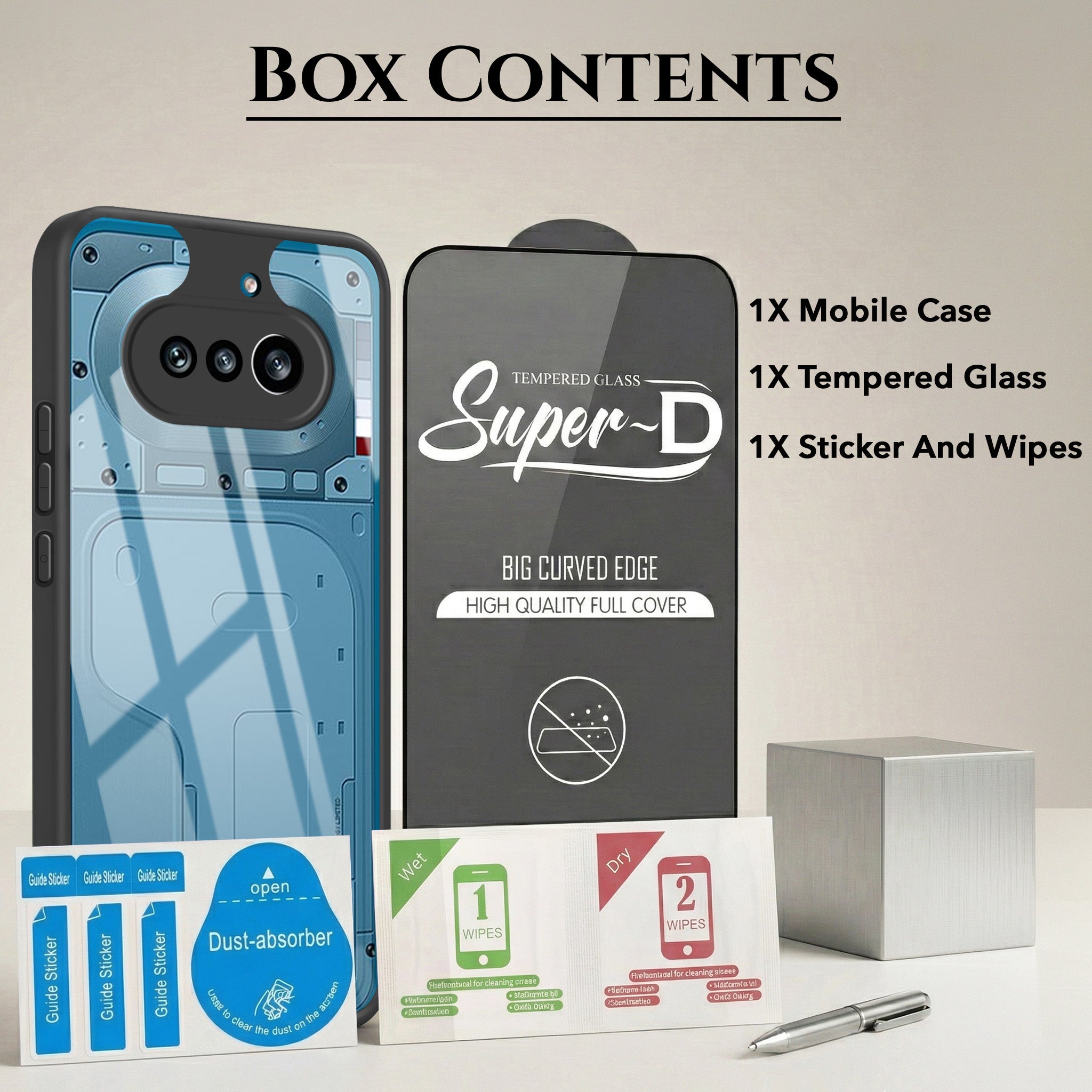 For Nothing Phone 4A 5G Combo with Back Cover and 9H Tempered Glass (Lifetime Anti-Yellow | Crystal Clear Shockproof | Oleophobic Coating Screen Glass)