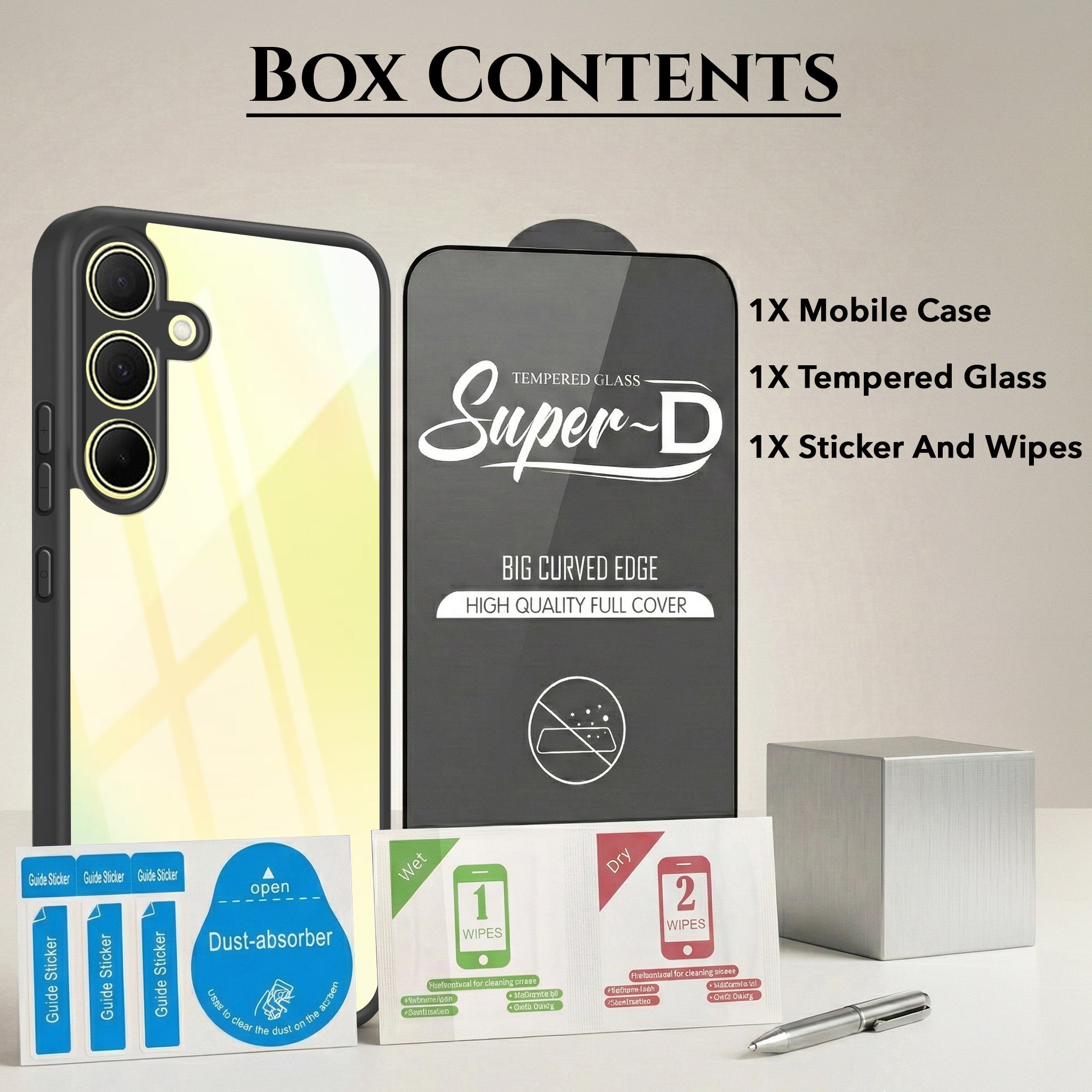 For Samsung Galaxy A35 5G Combo with Back Cover and 9H Tempered Glass (Lifetime Anti-Yellow | Crystal Clear Shockproof | Oleophobic Coating Screen Glass)