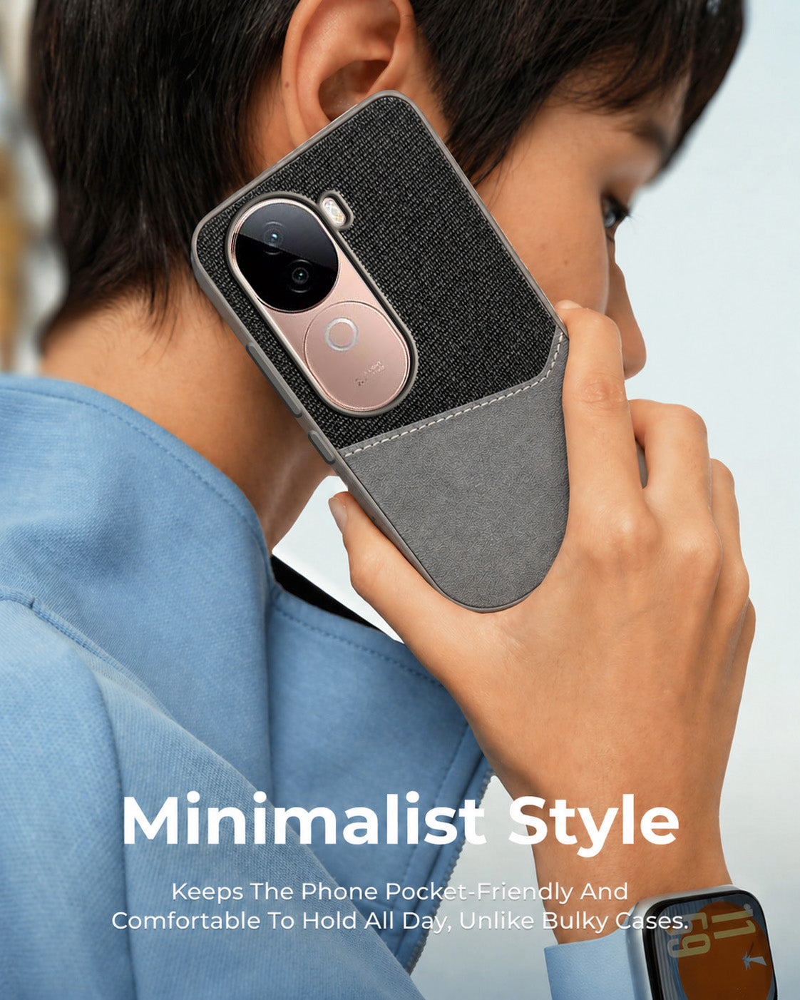 For Vivo V40e Back Cover Case (Dual PU Leather Stitch | Professional Minimalist | Soft and Flexible)
