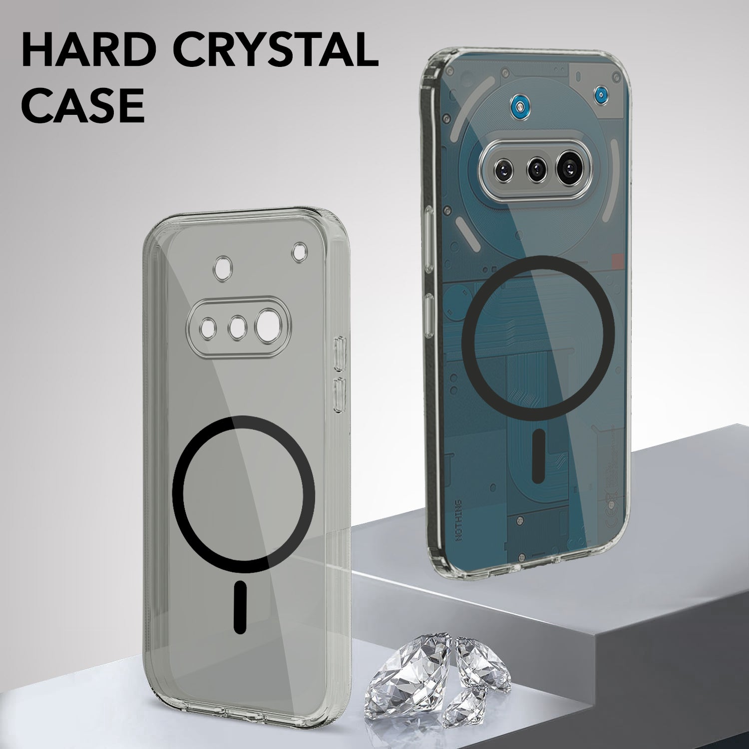 For Nothing Phone 3A 5G Back Cover Case Lifetime Anti-Yellow MagSafe Compatible Clear (Sleek Hard Crystal | Shockproof and Camera Protection)