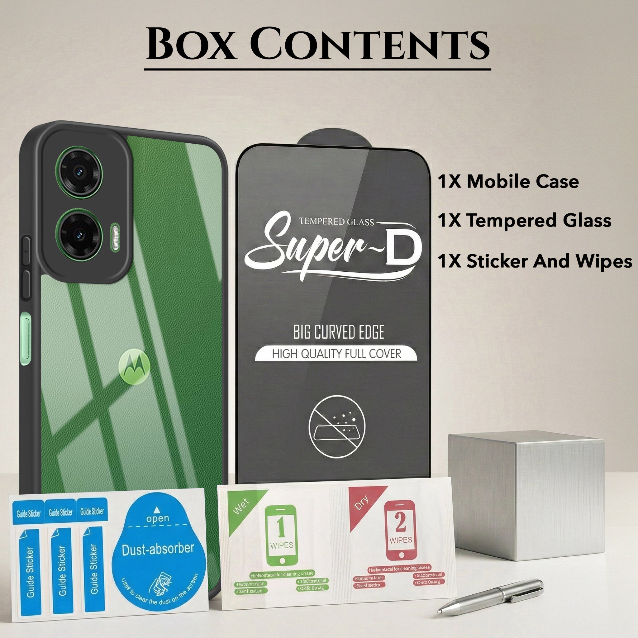For Motorola Moto G35 5G Combo with Back Cover and 9H Tempered Glass (Lifetime Anti-Yellow | Crystal Clear Shockproof | Oleophobic Coating Screen Glass)