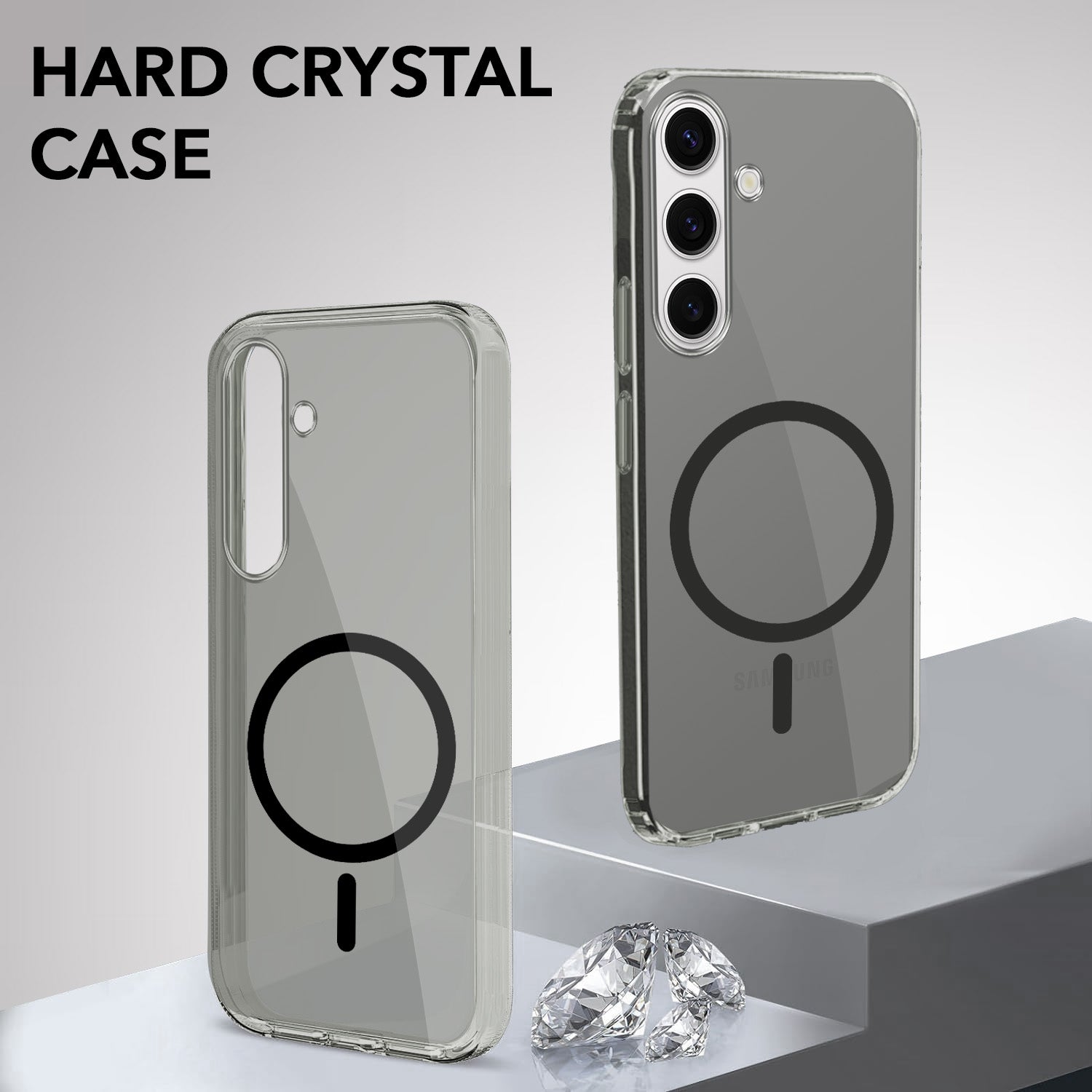 For Samsung Galaxy S24 Back Cover Case Lifetime Anti-Yellow MagSafe Compatible Clear (Sleek Hard Crystal | Shockproof and Camera Protection)