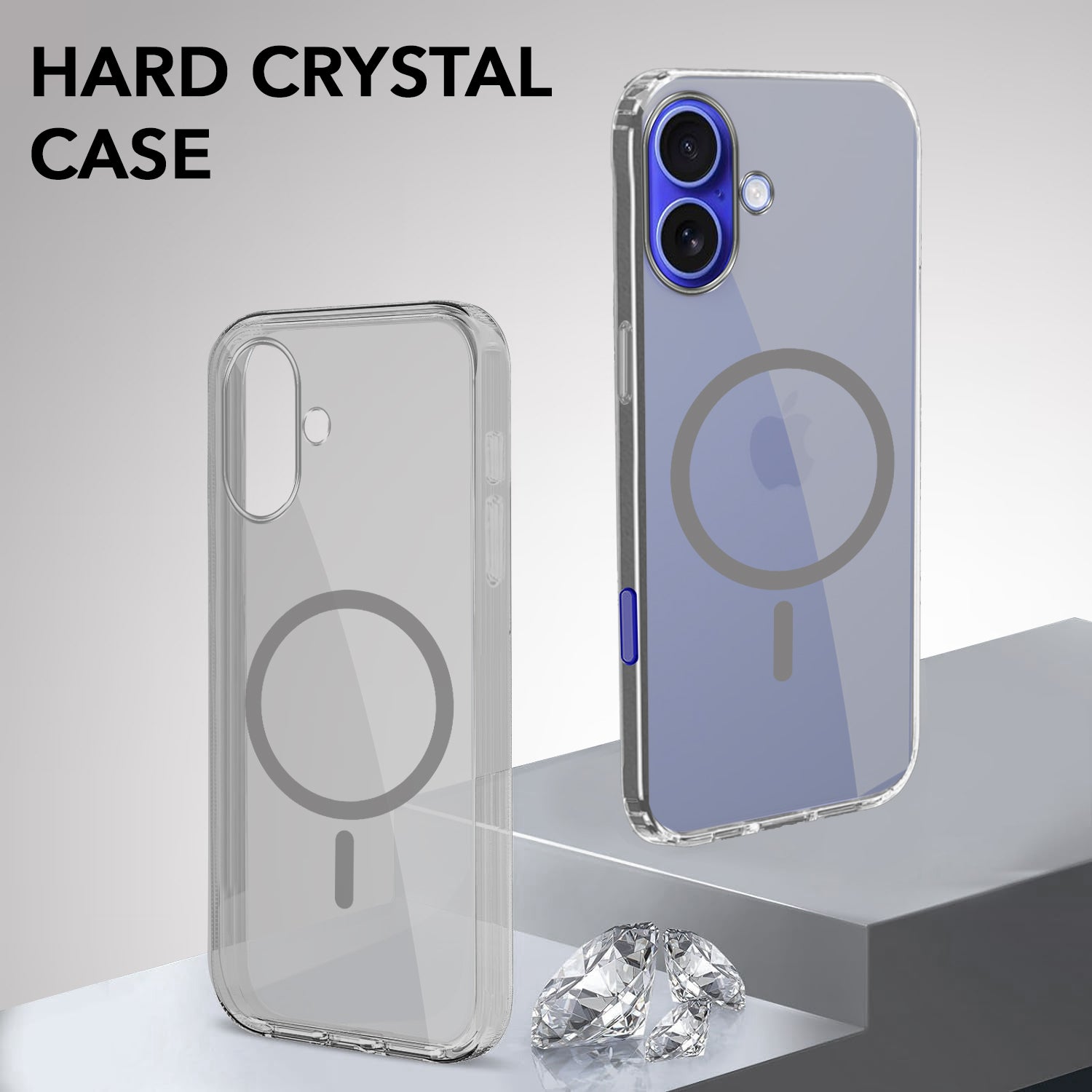 For Apple iPhone 16 Plus Back Case Cover Lifetime Anti-Yellow MagSafe Compatible Clear (Sleek Hard Crystal | Camera Protection and Shockproof)