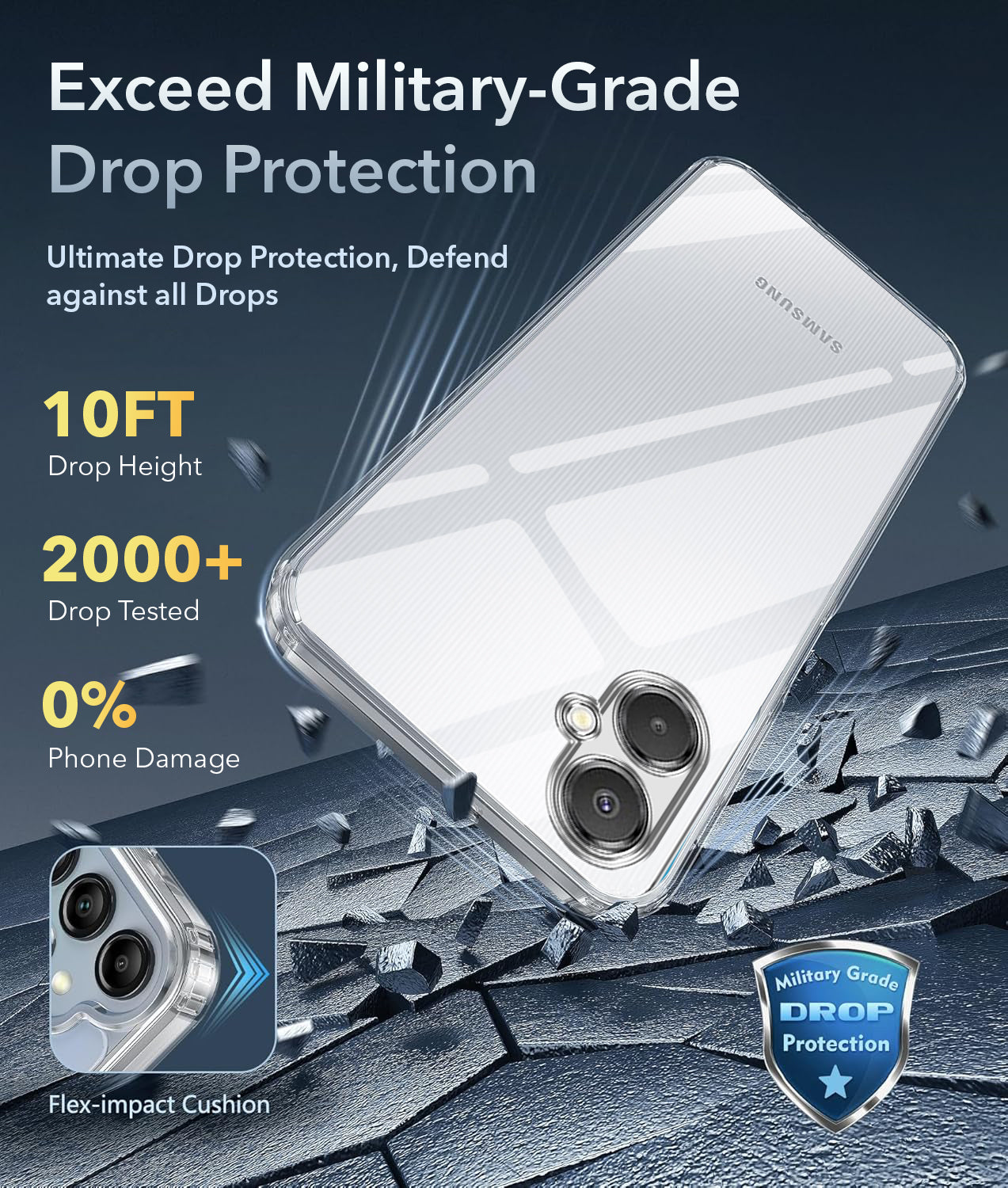 For Samsung Galaxy A06 Back Cover Case (Hybrid Crystal panel with Side Soft PU | Camera Protection | HD Clear Shockproof)