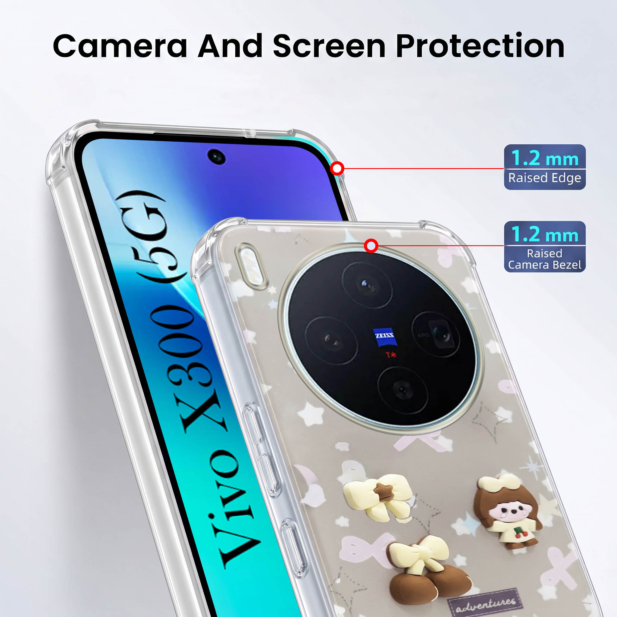 For Vivo X300 5G Back Cover Case (3D Cute Cartoons | Hard Back Side Soft | Matte Premium Finish | HD Printing)
