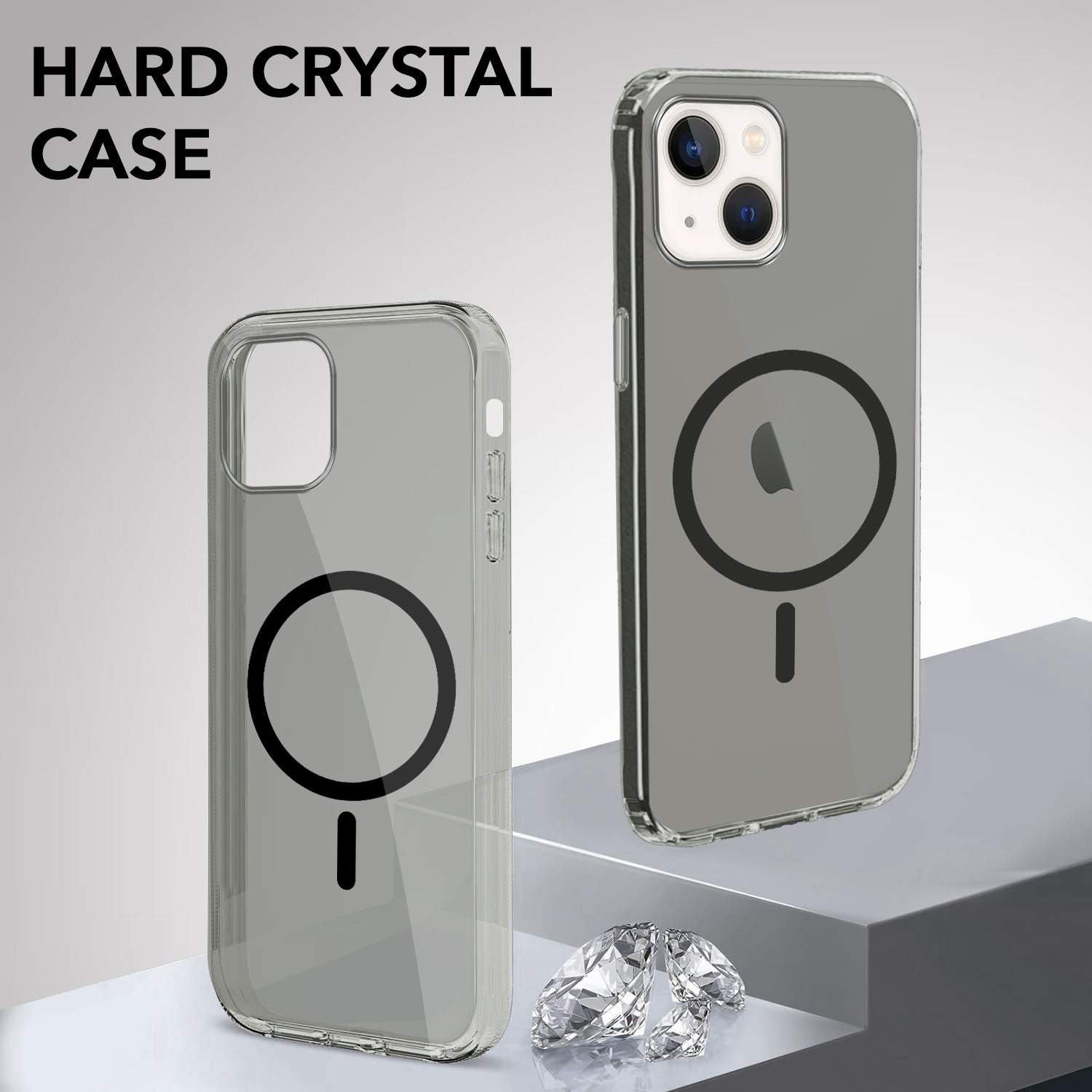 For Apple iPhone 13 Back Cover Case Lifetime Anti-Yellow MagSafe Compatible Clear (Sleek Hard Crystal | Camera Protection and Shockproof)