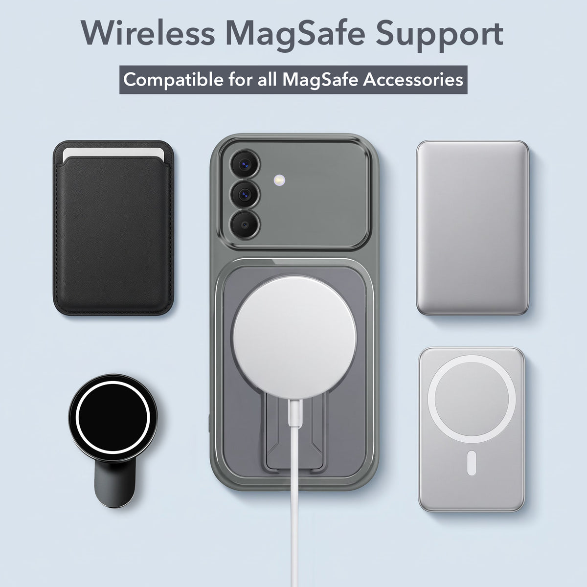 For Samsung Galaxy A57 5G Back Case Cover Metallic (Hybrid Armor Kickstand | MagSafe Compatible | Camera Protection Shockproof)