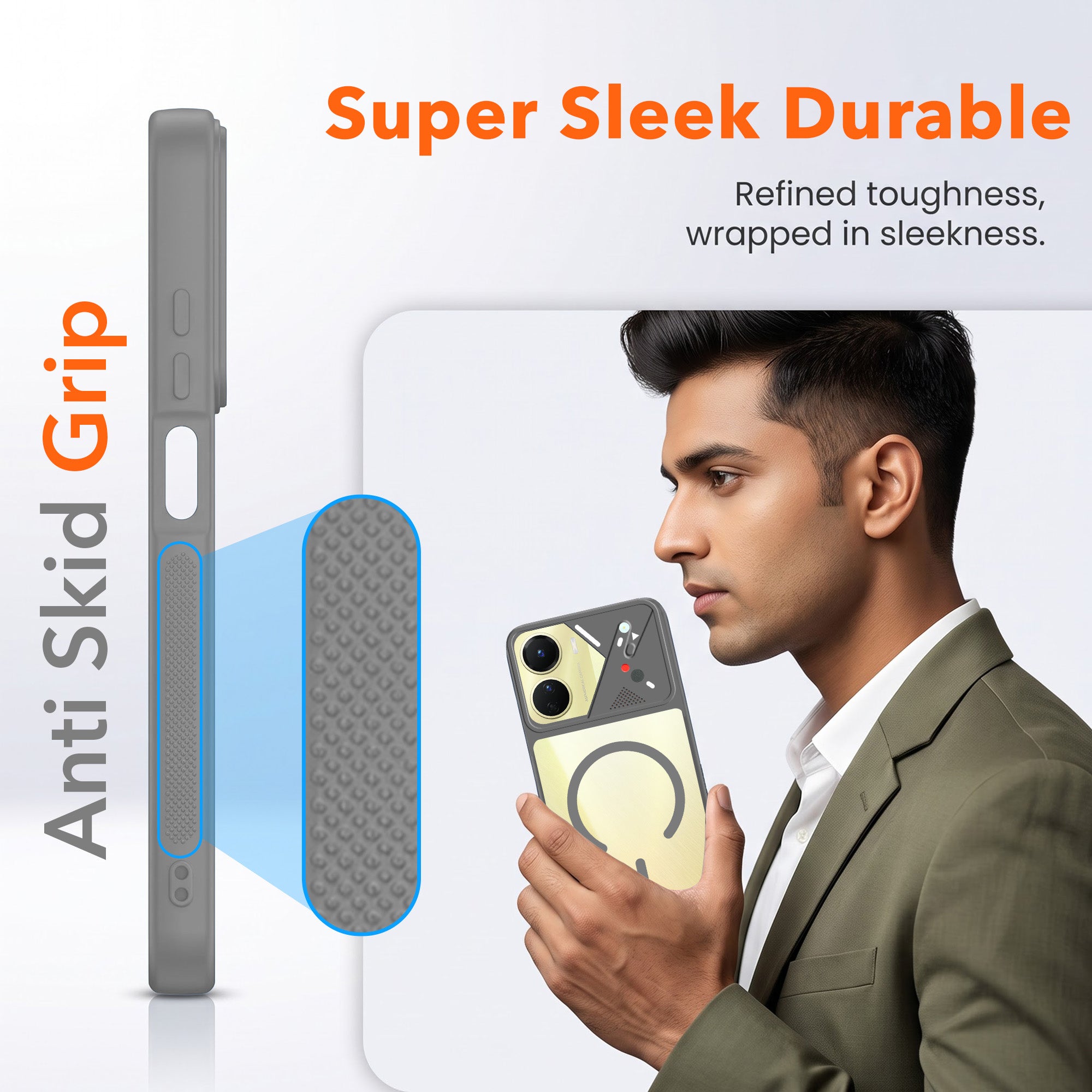 For Vivo Y16 Back Cover Case Lifetime Anti-Yellow Clear (Camera Protection | Side Grip | Wireless MagSafe Compatible)