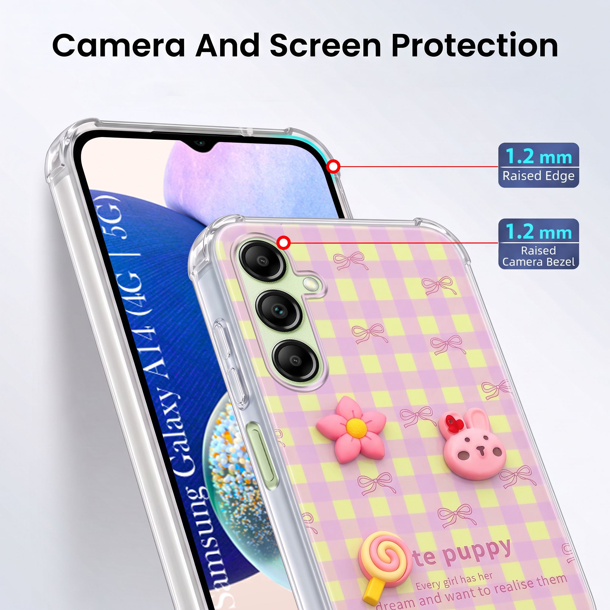 For Samsung Galaxy A14 4G | 5G Back Cover Case (3D Cute Cartoons | Hard Back Side Soft | Matte Premium Finish | HD Printing)