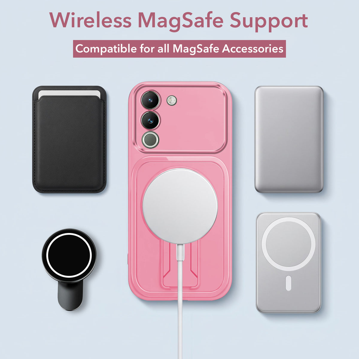 For Vivo Y200 Back Case Cover Metallic (Hybrid Armor Kickstand | MagSafe Compatible | Camera Protection Shockproof)