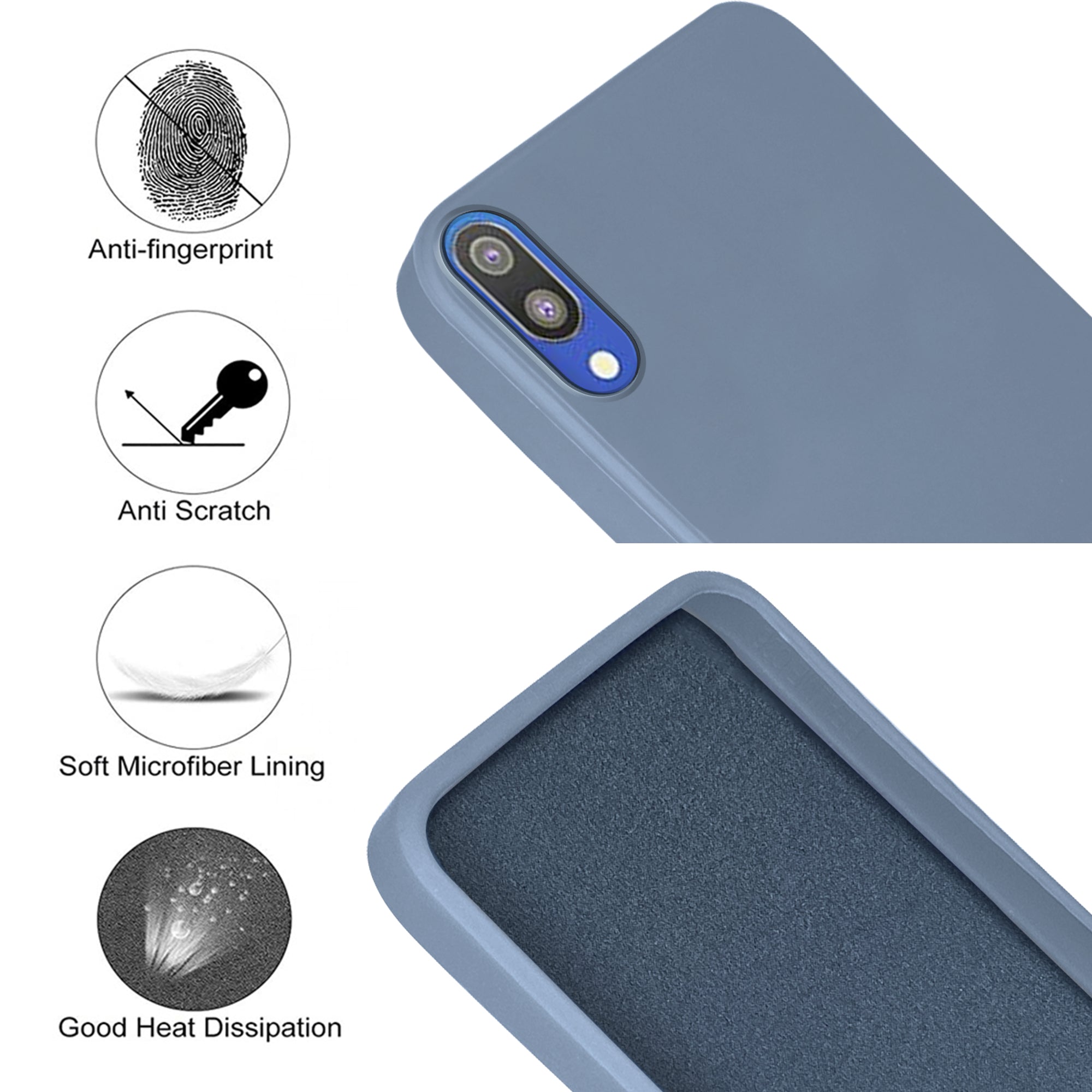 For Samsung Galaxy M10 Back Cover Case ( Matte Finish Silicone with Inside Fiber cloth)