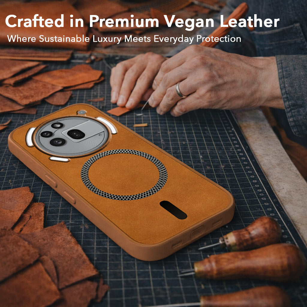 For Nothing Phone 3A Pro 5G Back Cover Case Leather Finish (MagSafe Compatible Wireless Charging | Soft Touch | Camera Bump Protection)