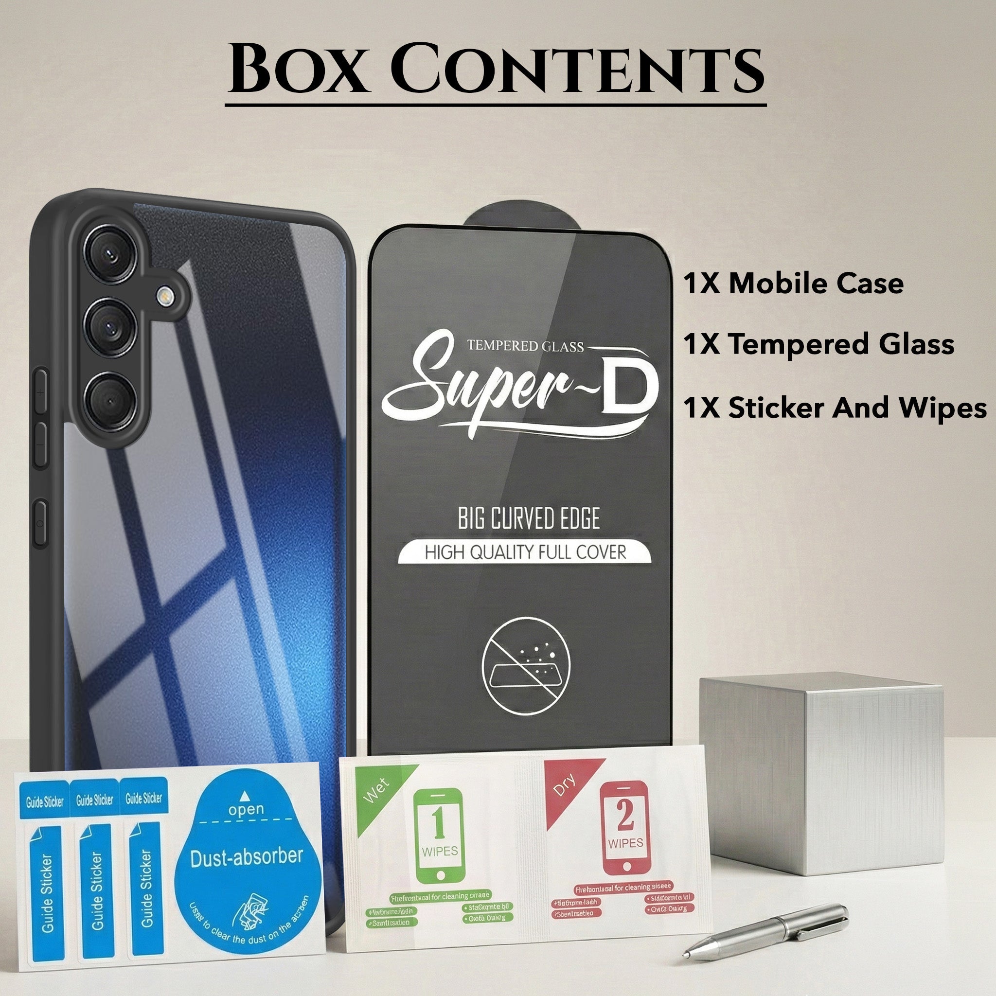 For Samsung Galaxy M55 5G | F55 5G | M55s 5G Combo with Back Cover and 9H Tempered Glass (Lifetime Anti-Yellow | Crystal Clear Shockproof | Oleophobic Coating Screen Glass)